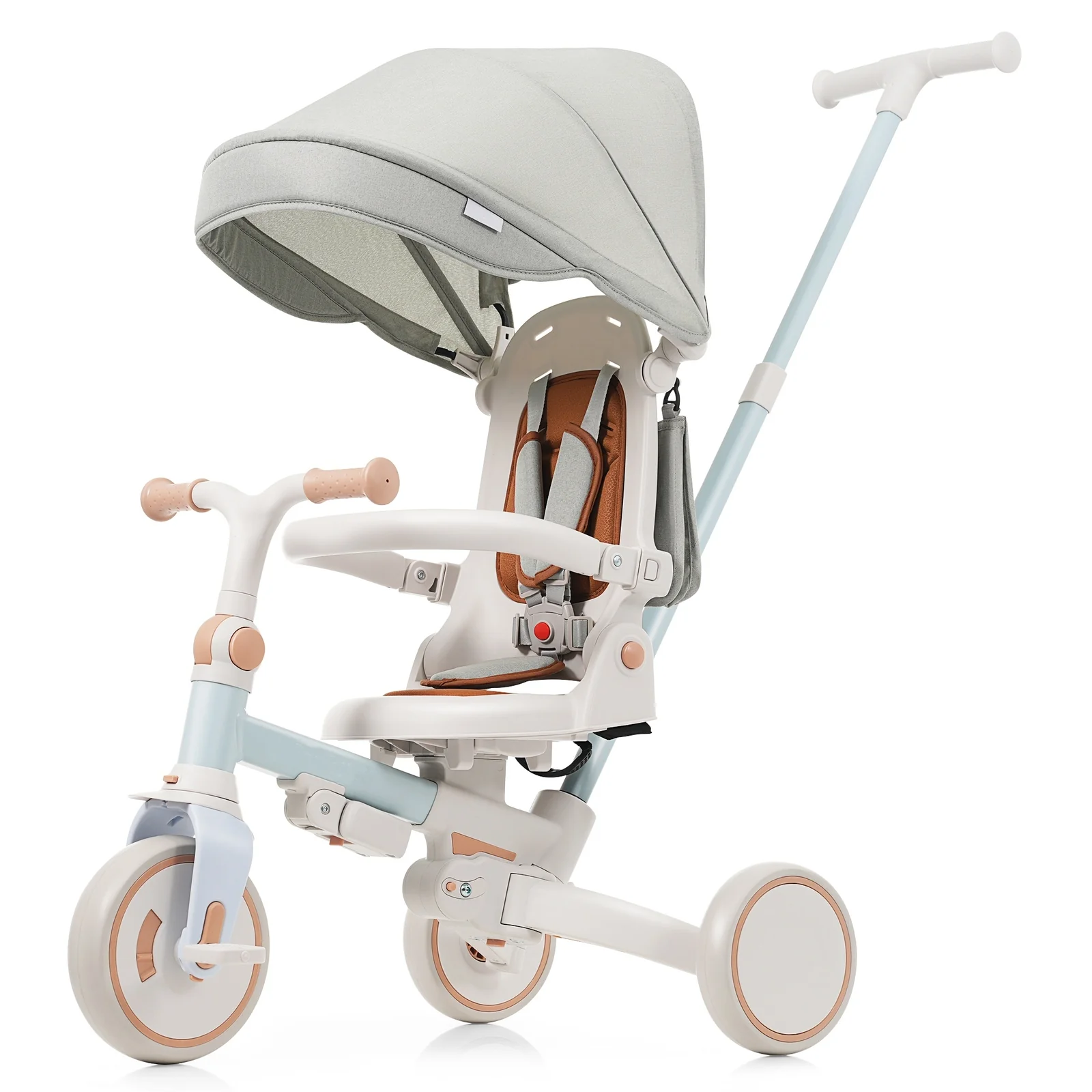 Foldable Baby Toddler Tricycle with Removable and Adjustable Parent Push Handle