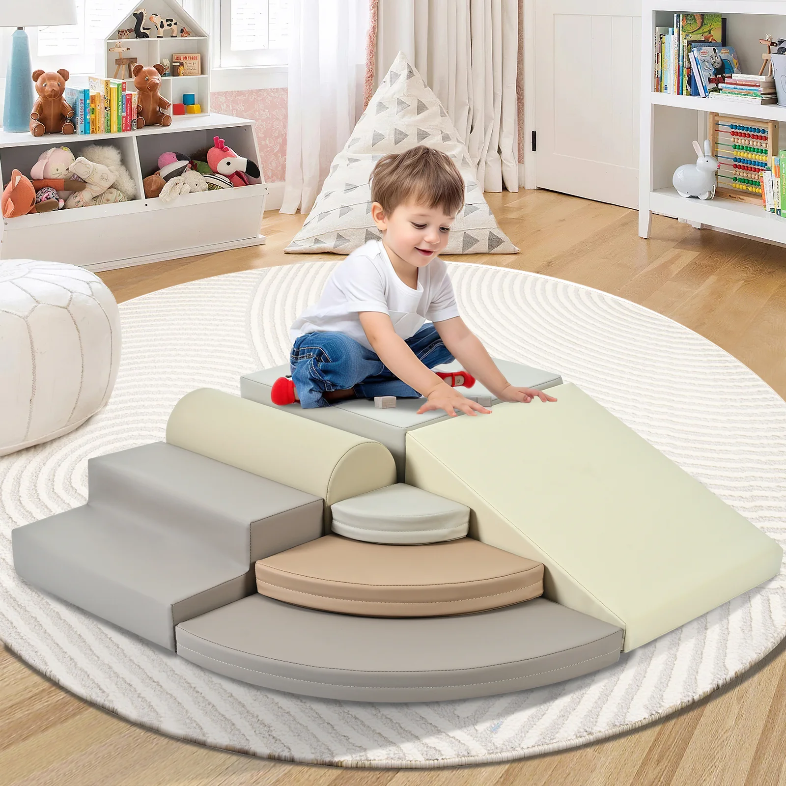 7-Piece Soft Foam Climbing Blocks Playset for Toddlers Climb and Crawl