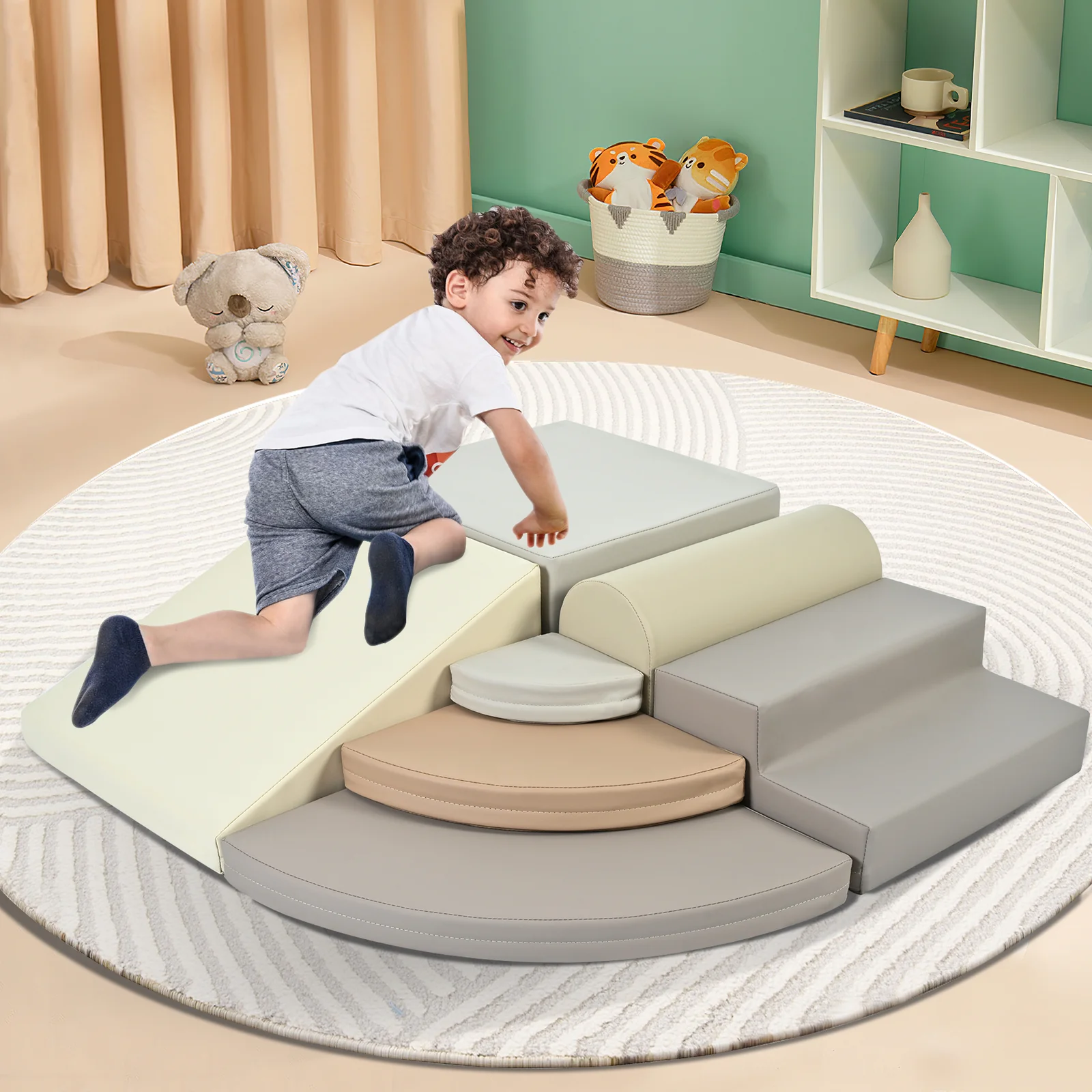 7-Piece Soft Foam Climbing Blocks Playset for Toddlers Climb and Crawl - Image 3