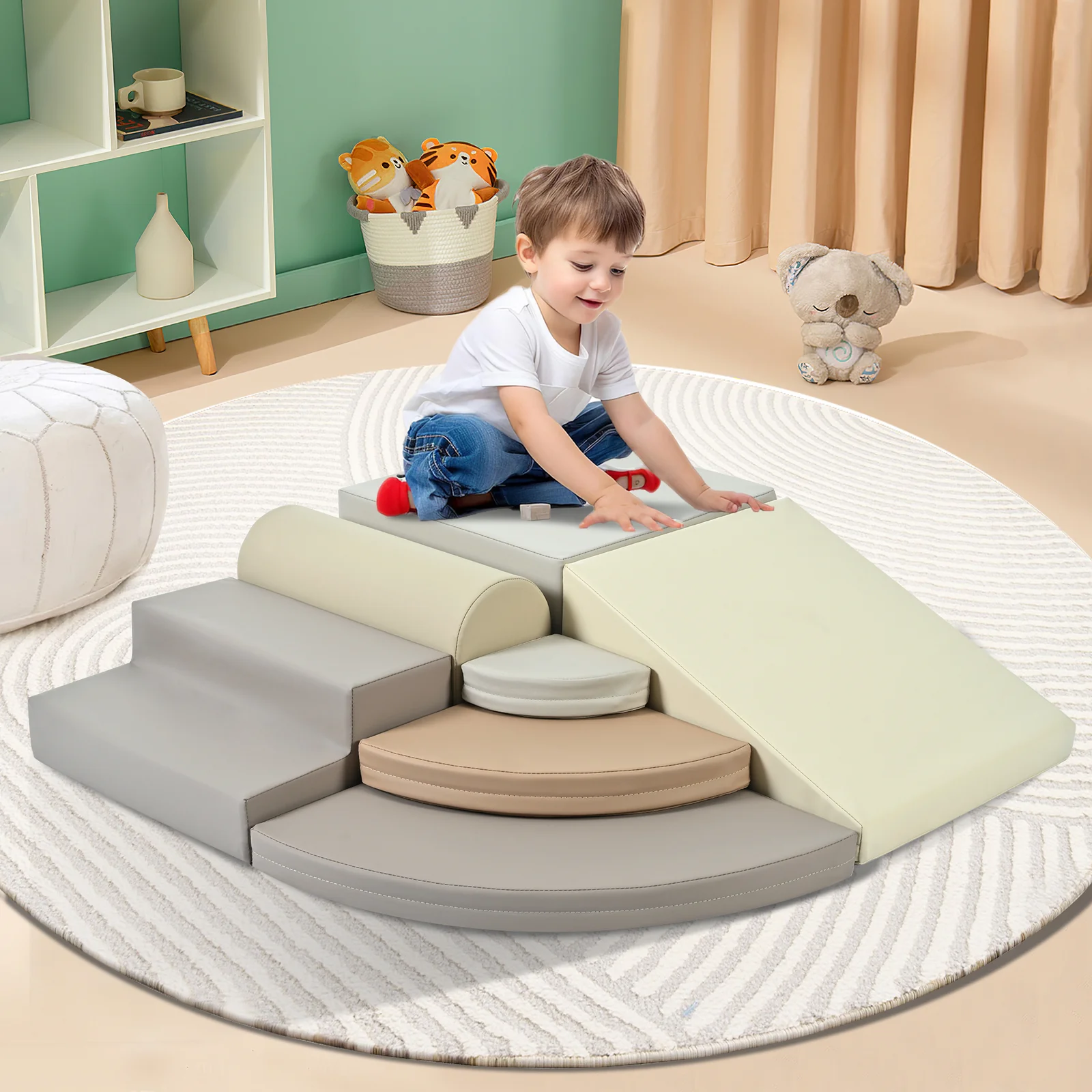 7-Piece Soft Foam Climbing Blocks Playset for Toddlers Climb and Crawl - Image 4