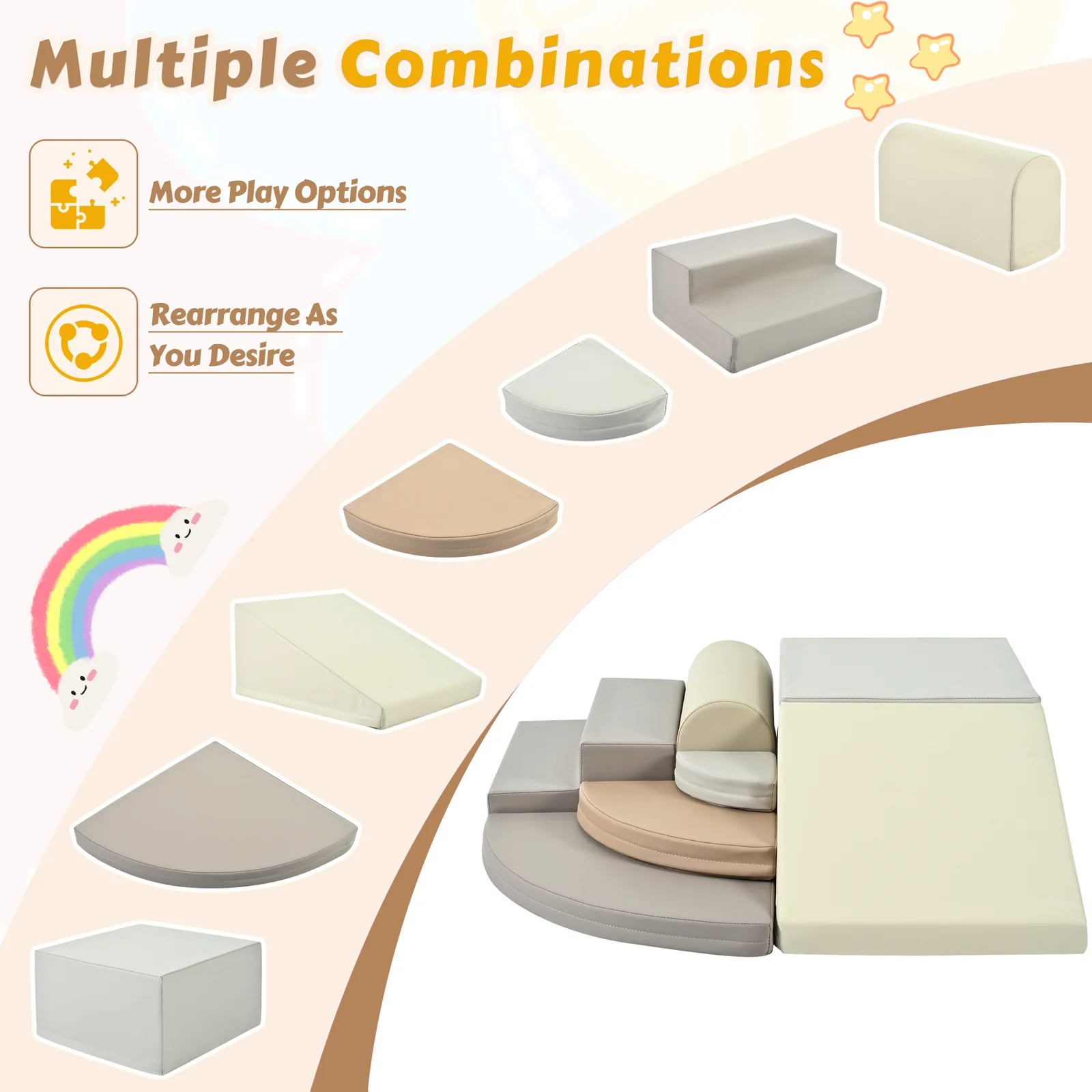 7-Piece Soft Foam Climbing Blocks Playset for Toddlers Climb and Crawl - Image 7