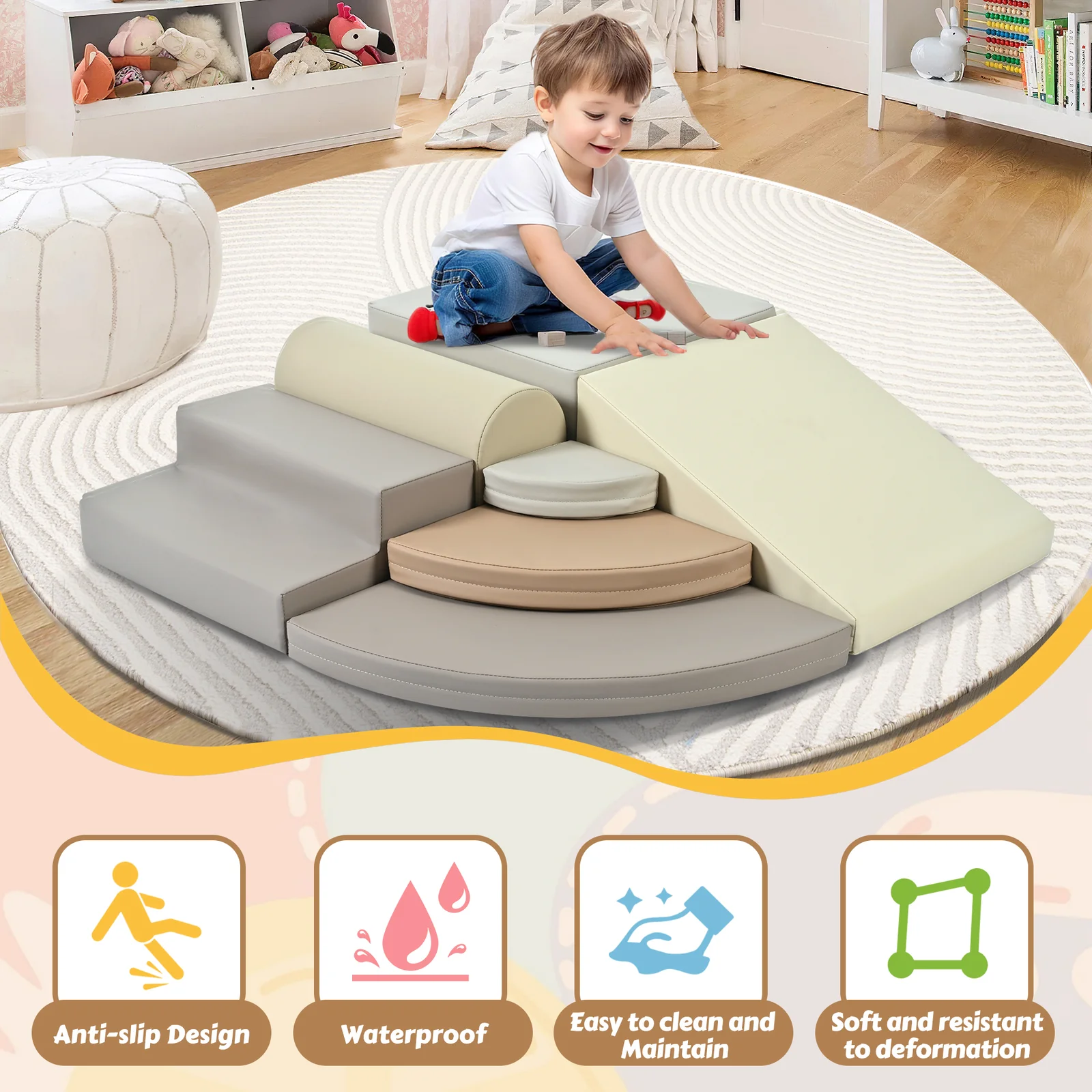 7-Piece Soft Foam Climbing Blocks Playset for Toddlers Climb and Crawl - Image 8
