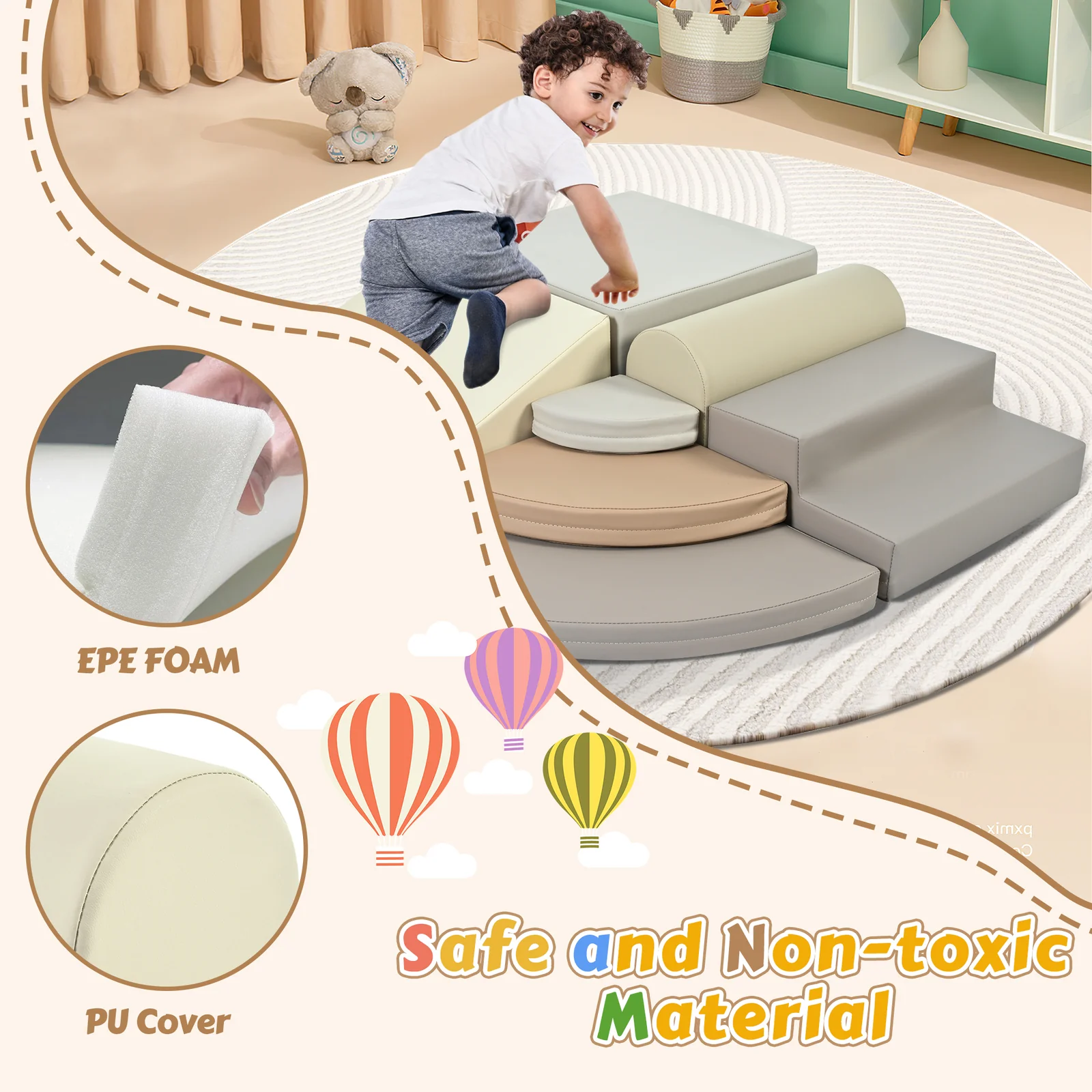 7-Piece Soft Foam Climbing Blocks Playset for Toddlers Climb and Crawl - Image 9