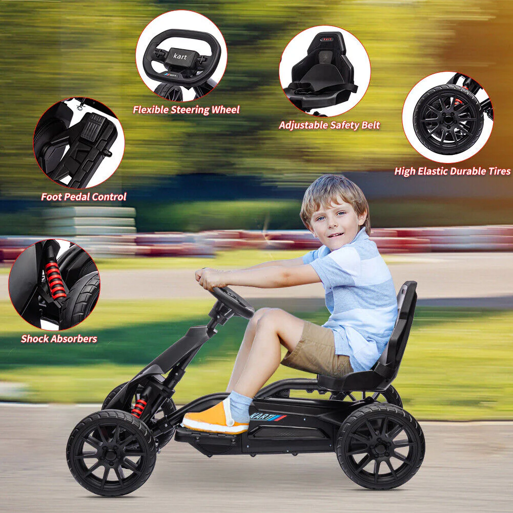 Adjustable Seat 4-Wheel Pedal Go Kart for Kids with Safety Belt - Image 9