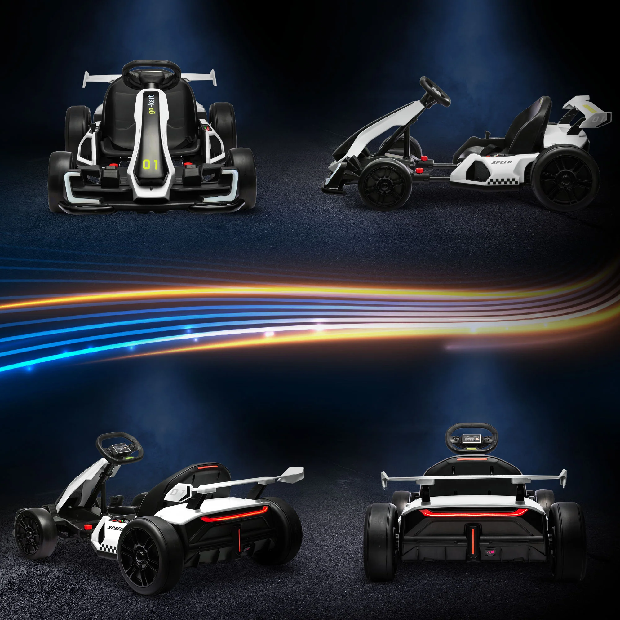 Adjustable Seat Electric Go Kart with Slow Start - 24V, 7.5 MPH - Image 11