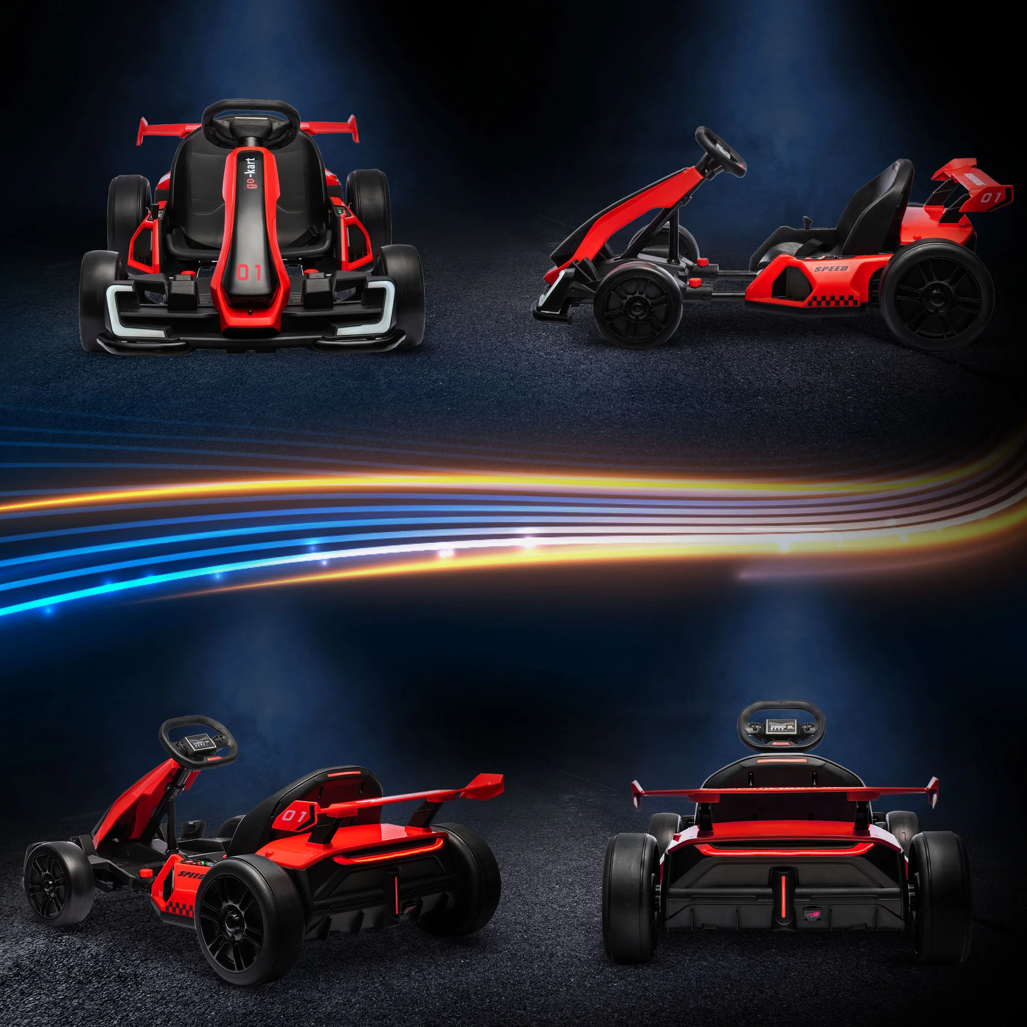 Adjustable Seat Electric Go Kart with Slow Start - 24V, 7.5 MPH - Image 21