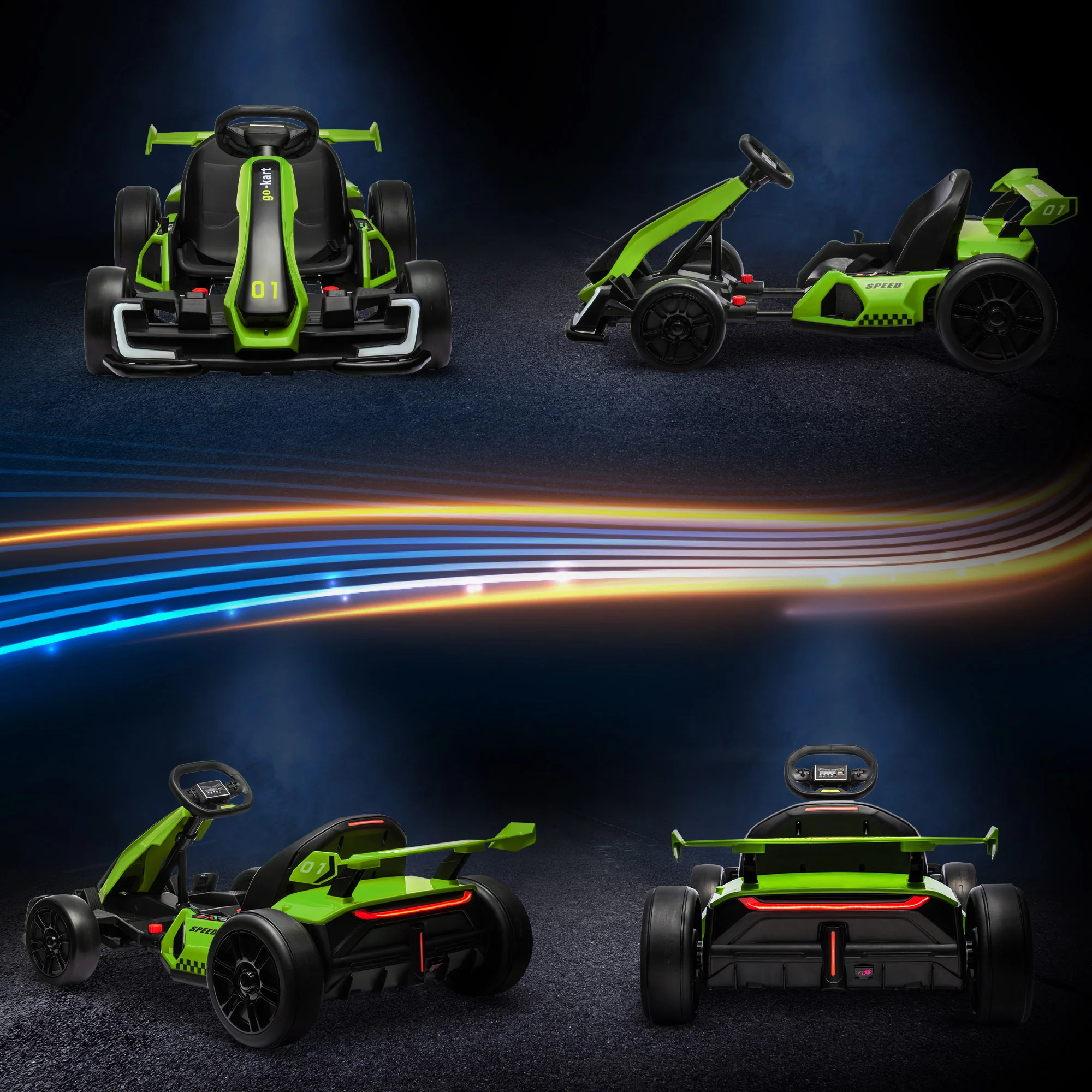 Adjustable Seat Electric Go Kart with Slow Start - 24V, 7.5 MPH - Image 32