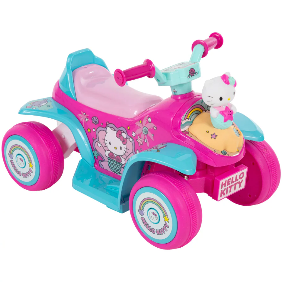 Adorable Pink Hello Kitty 4 Wheeler Electric Ride-On Car with Bubble Blowing Feature for Girls - Image 3
