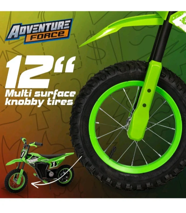 Green 12V Kids Electric Off-Road Dirt Bike for Ages 5+ - Image 2