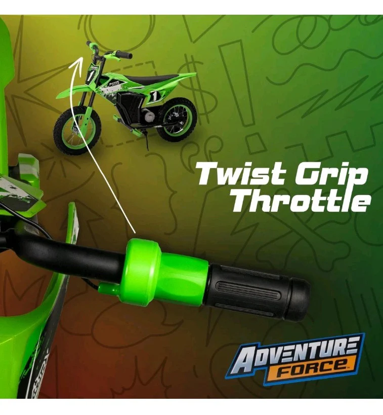 Green 12V Kids Electric Off-Road Dirt Bike for Ages 5+ - Image 4