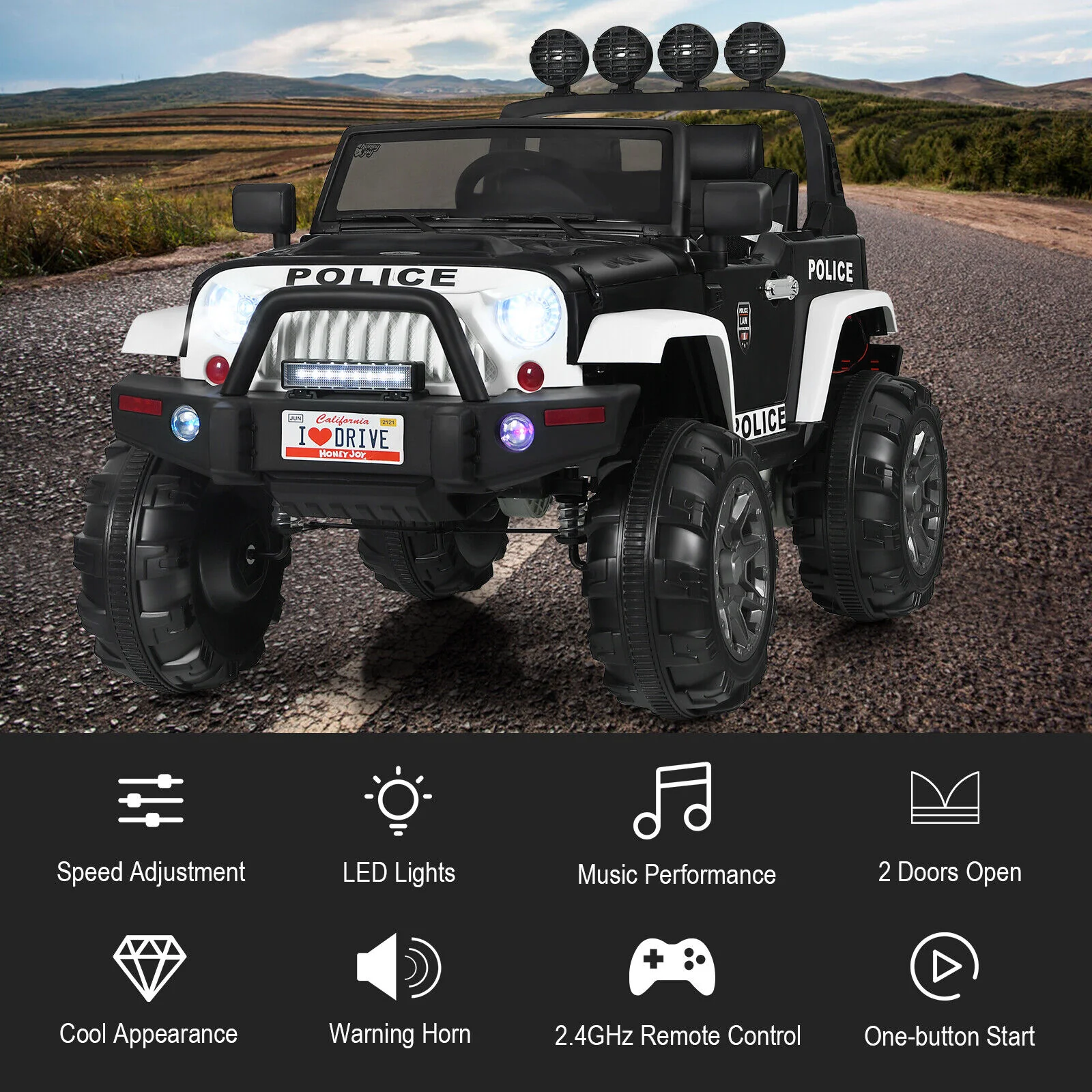 Adventure-Ready 12V Kids Ride On Truck with RC Control, Spring Suspension, Lights, Music, and Trunk - Image 6