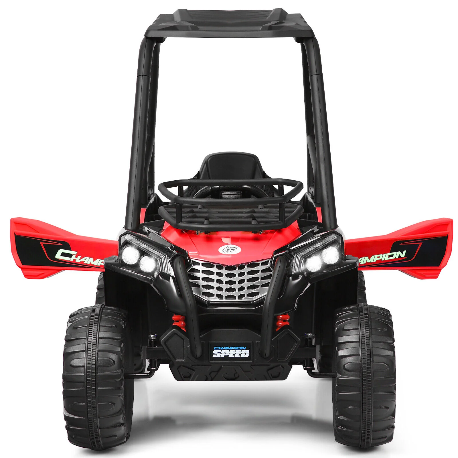 Adventure-Ready 12V Off-Road UTV Truck for Kids with RC Control, MP3 Player, and Lights - Red - Image 10