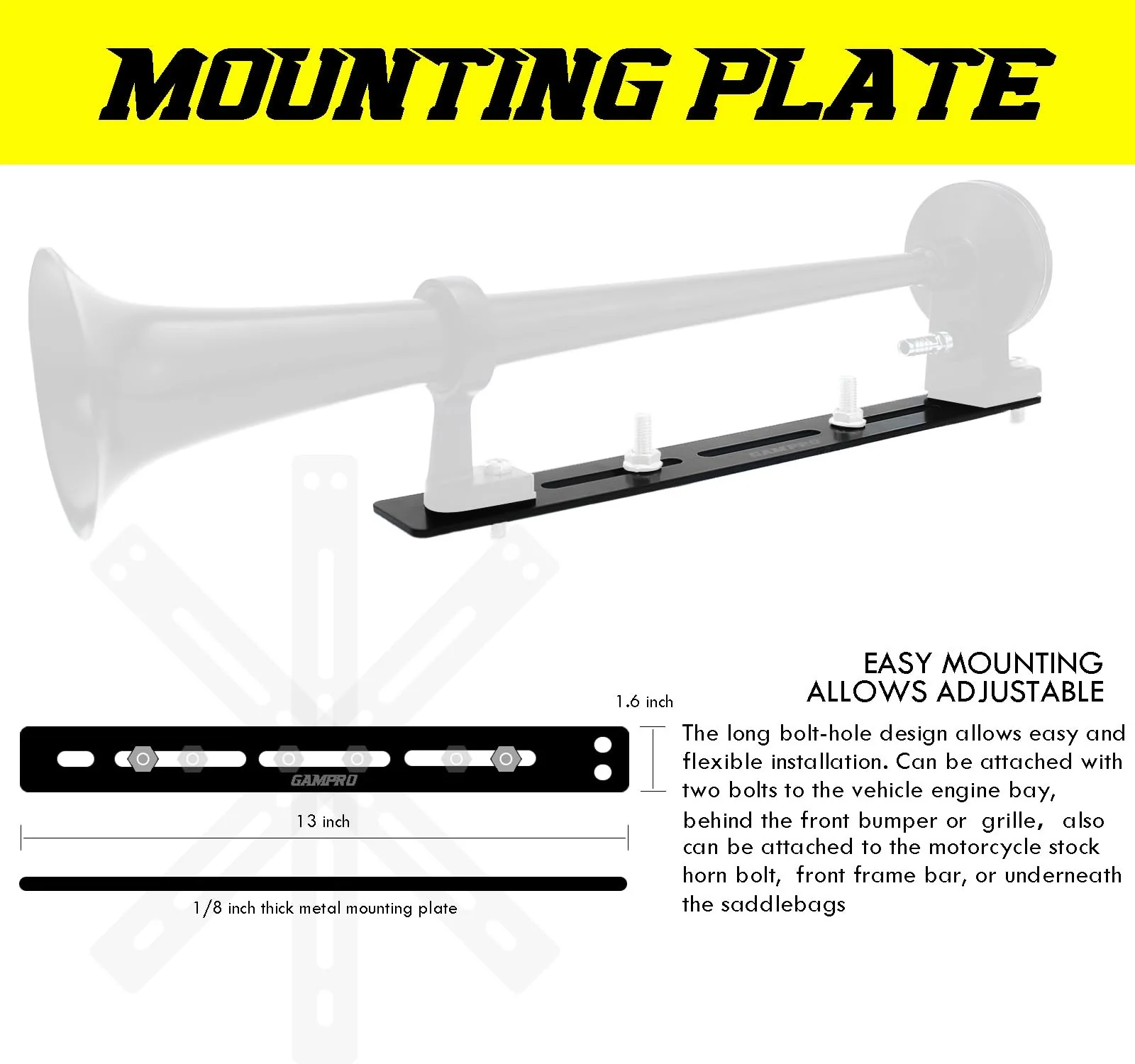 Air Horn Mounting Plate for Fixed Single Trumpet Air Horn Installation - Image 2