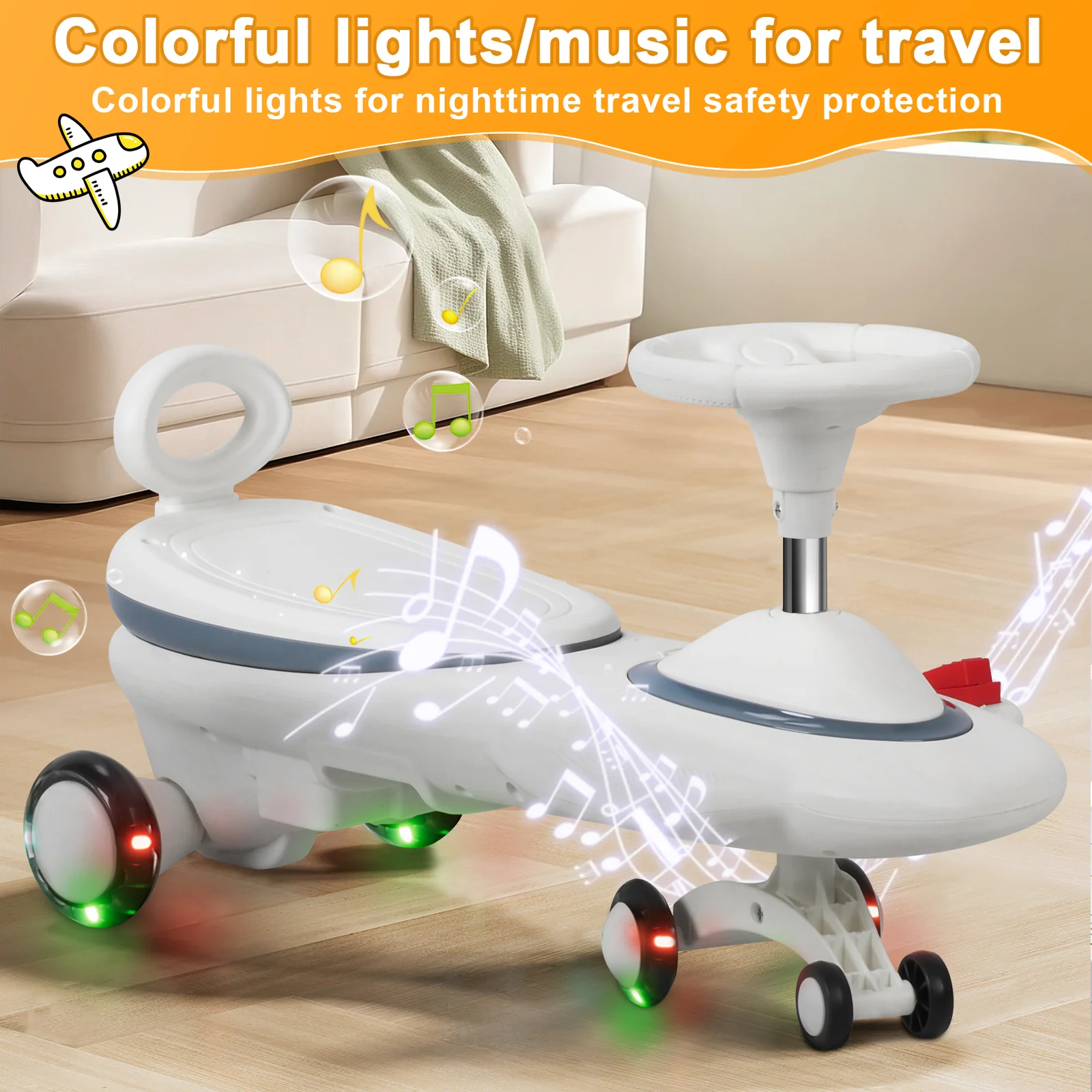 Electric Anti-Roll Twist 2-in-1 Swing Car Toy for Kids Ages 1-6 - Image 12