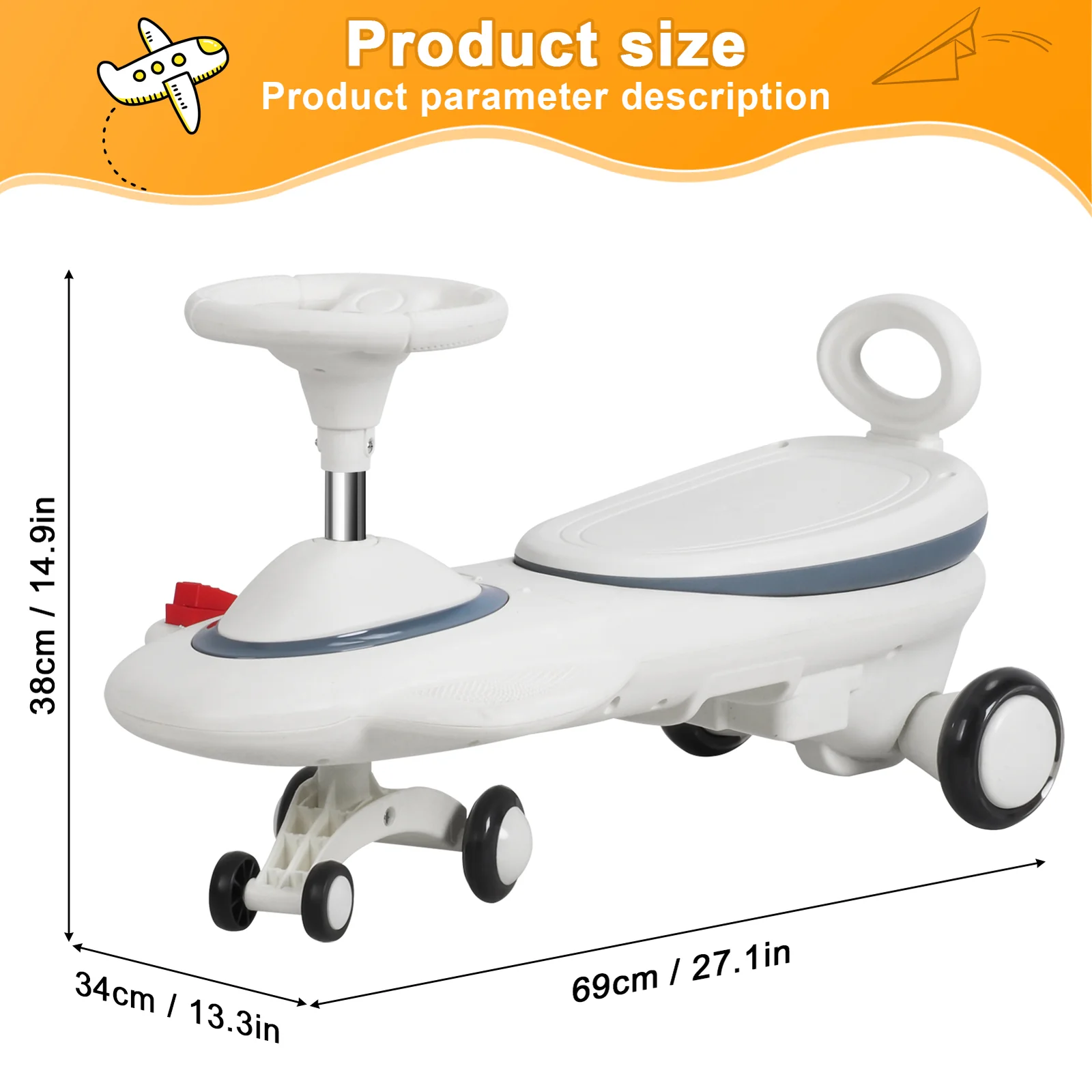 Electric Anti-Roll Twist 2-in-1 Swing Car Toy for Kids Ages 1-6 - Image 2