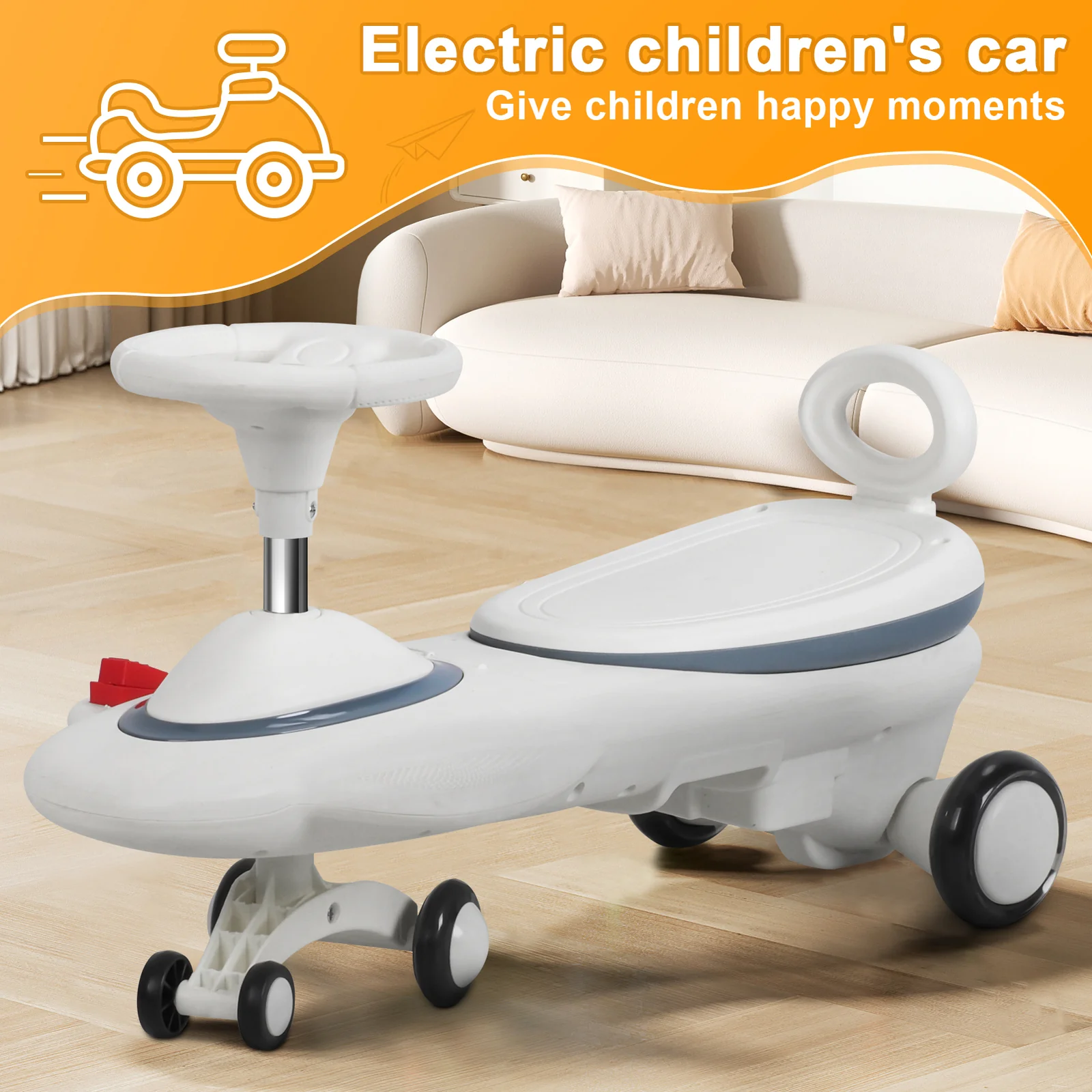 Electric Anti-Roll Twist 2-in-1 Swing Car Toy for Kids Ages 1-6 - Image 5