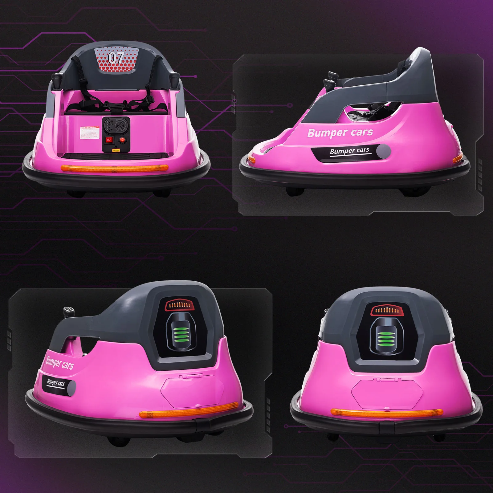 12V Kids Bumper Car with 360° Rotation and Safety Belt Pink - Image 11