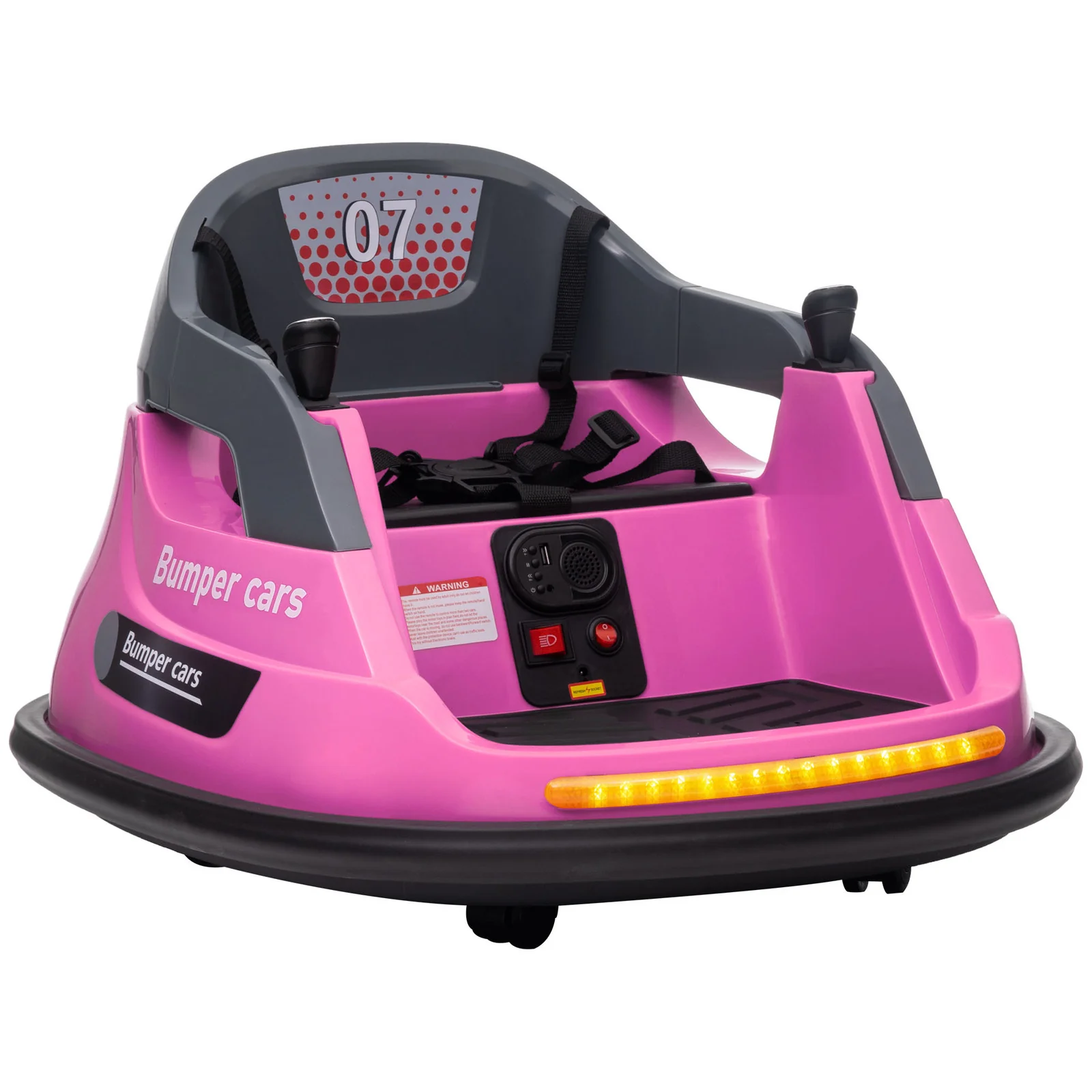 12V Kids Bumper Car with 360° Rotation and Safety Belt Pink - Image 12