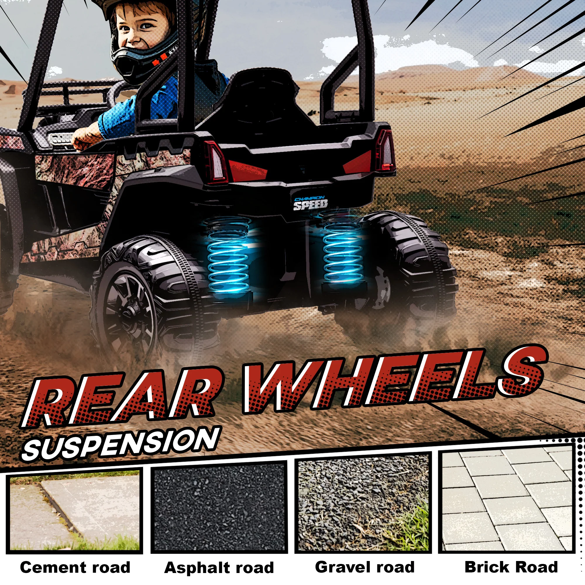 12V Dual Motor Kids Electric Ride-On UTV Toy with MP3 and USB Music Player - Image 17