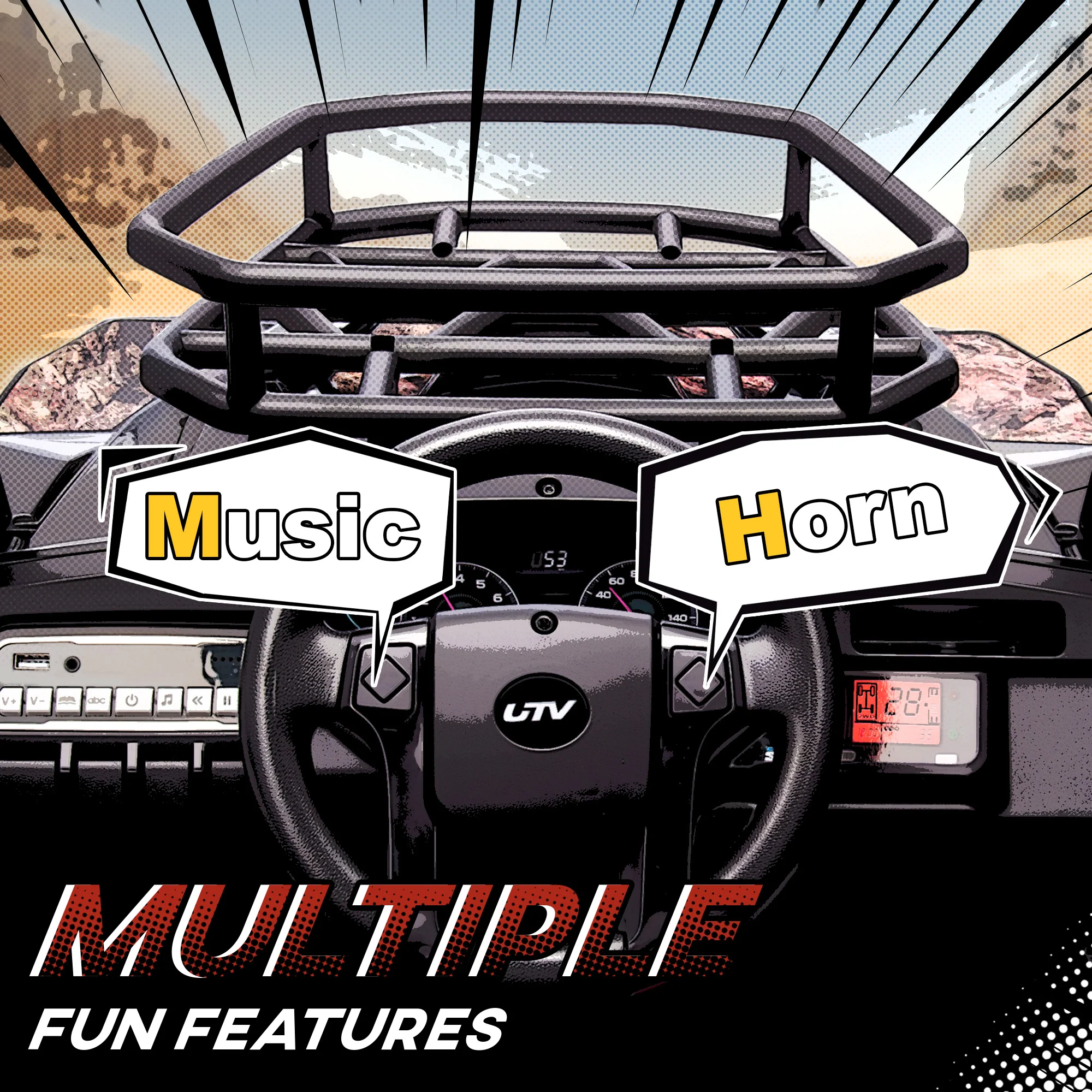 12V Dual Motor Kids Electric Ride-On UTV Toy with MP3 and USB Music Player - Image 18