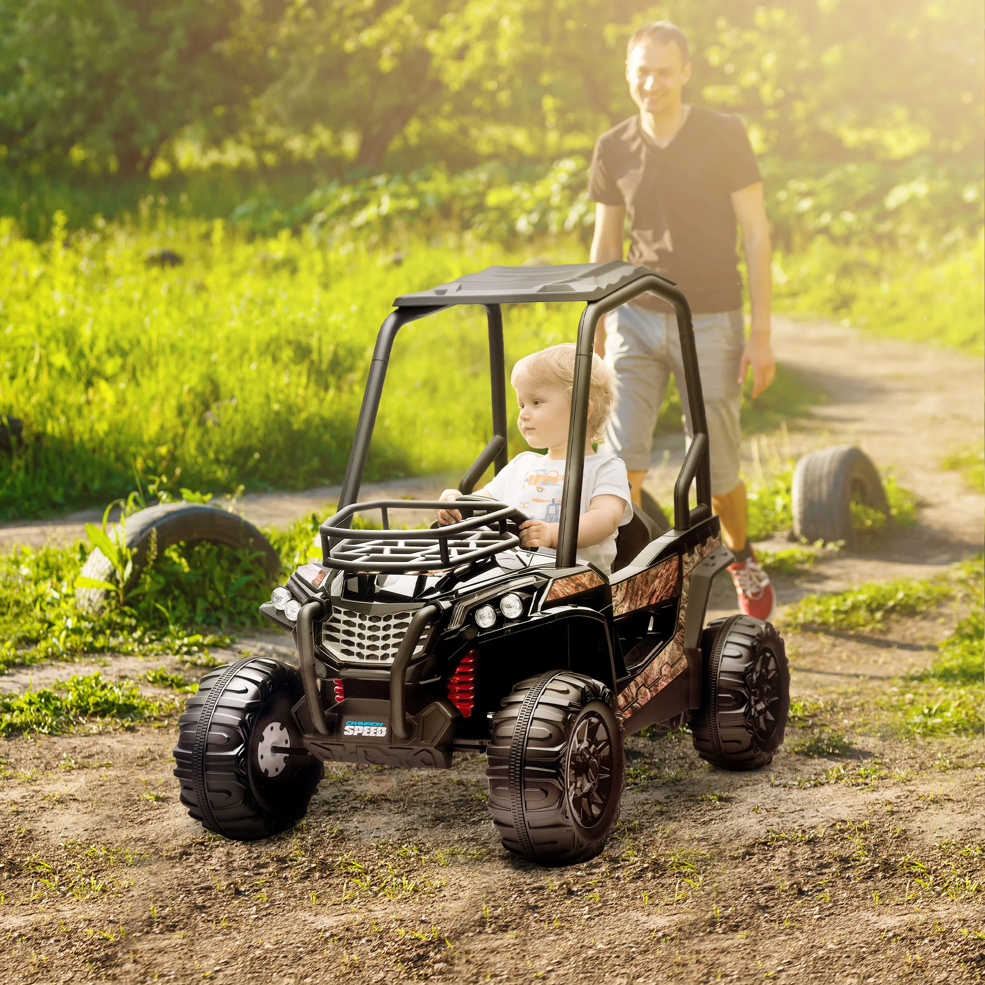 12V Dual Motor Kids Electric Ride-On UTV Toy with MP3 and USB Music Player - Image 47