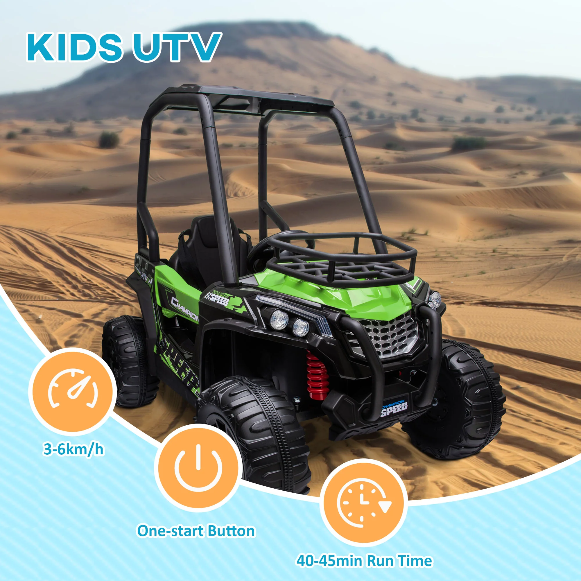 12V Dual Motor Kids Electric Ride-On UTV Toy with MP3 and USB Music Player - Image 7
