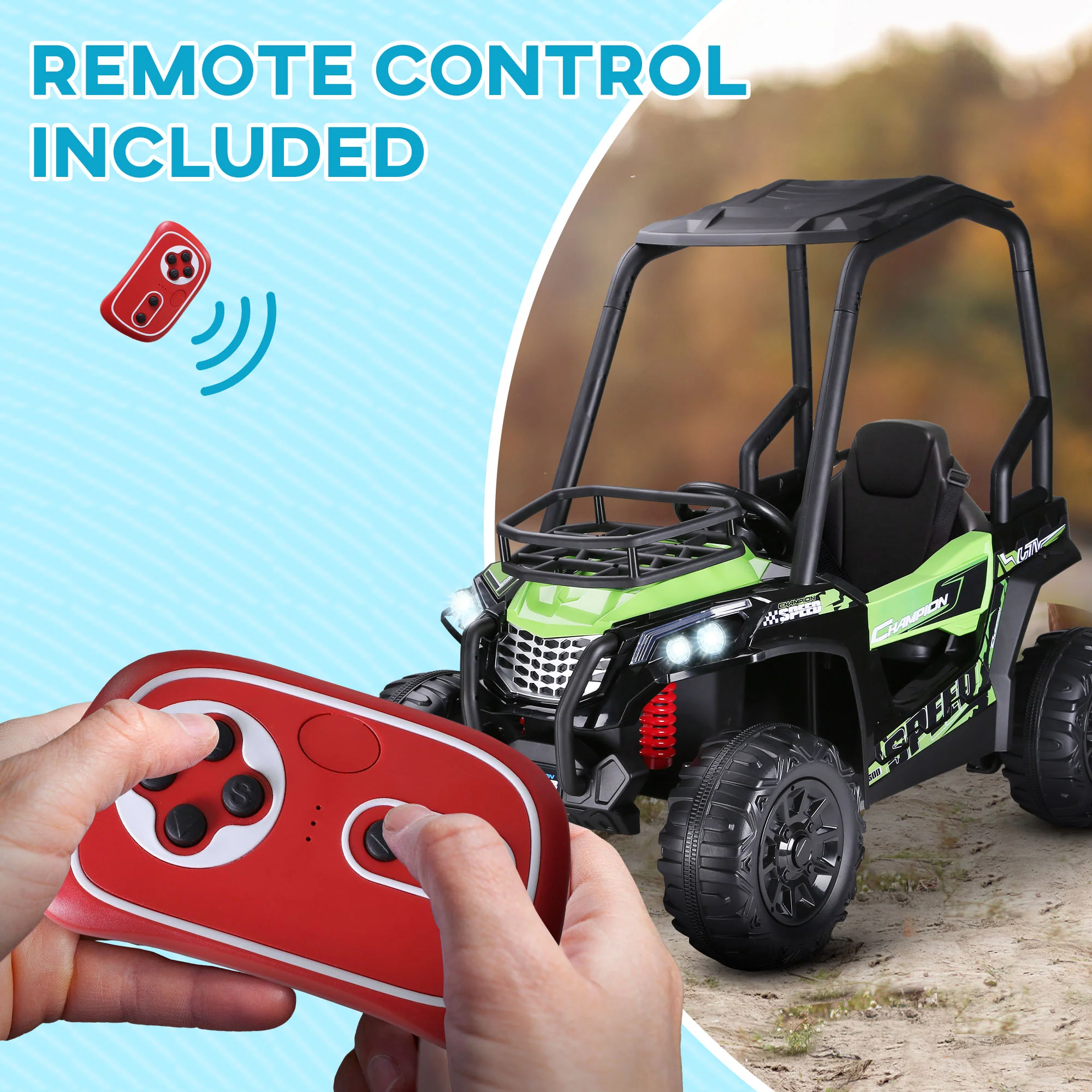 12V Dual Motor Kids Electric Ride-On UTV Toy with MP3 and USB Music Player - Image 8