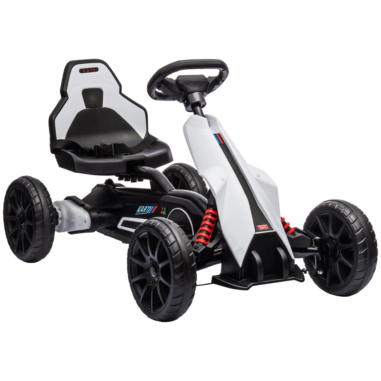 12V Electric Kids Go Kart - White Outdoor Ride-On Toy with Large Design