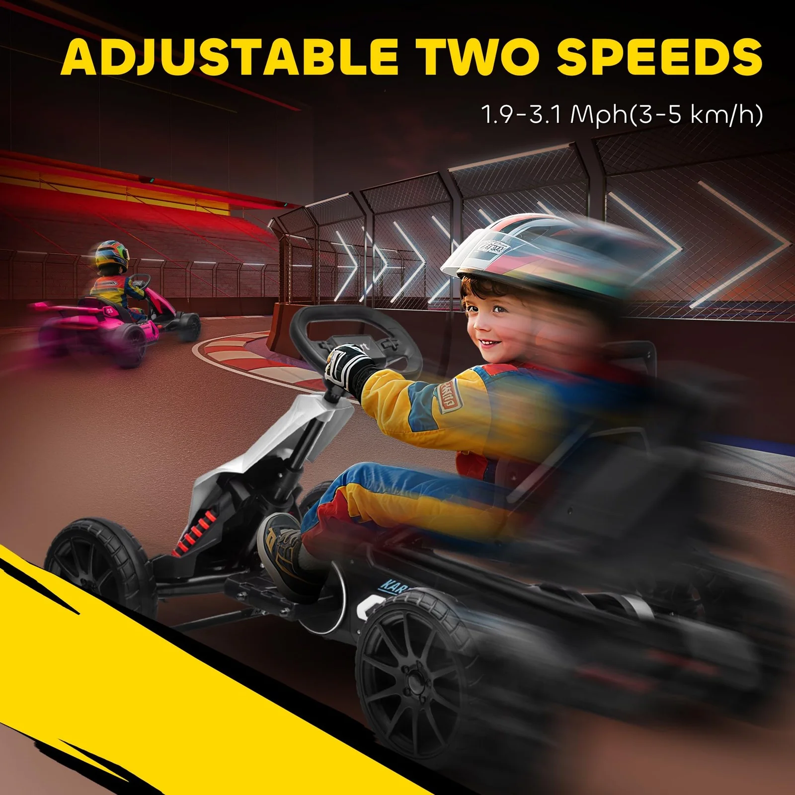 12V Electric Kids Go Kart - White Outdoor Ride-On Toy with Large Design - Image 4