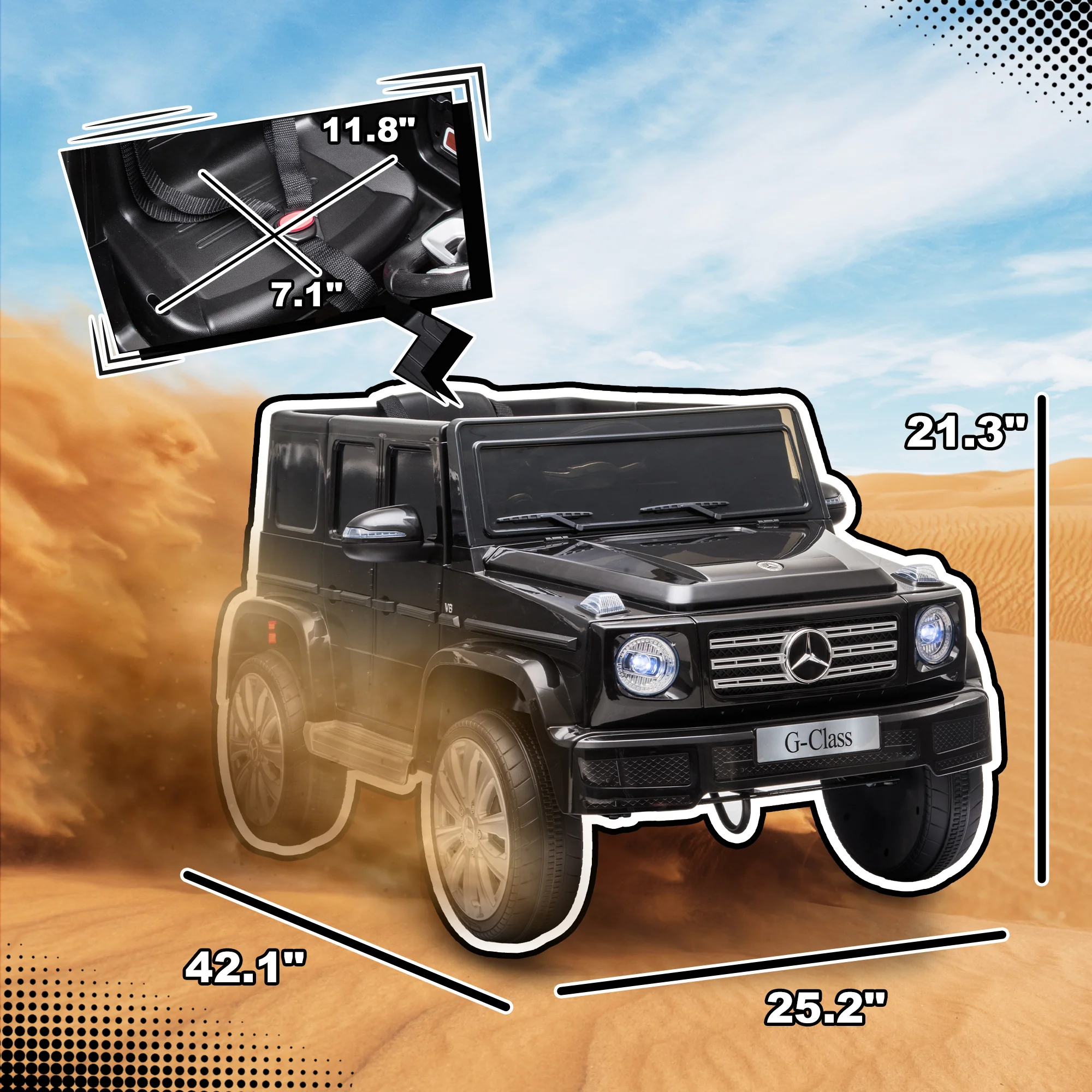 12V Kids Electric Ride-On Car Toy with Remote Control, Headlights, and Suspension - Image 14