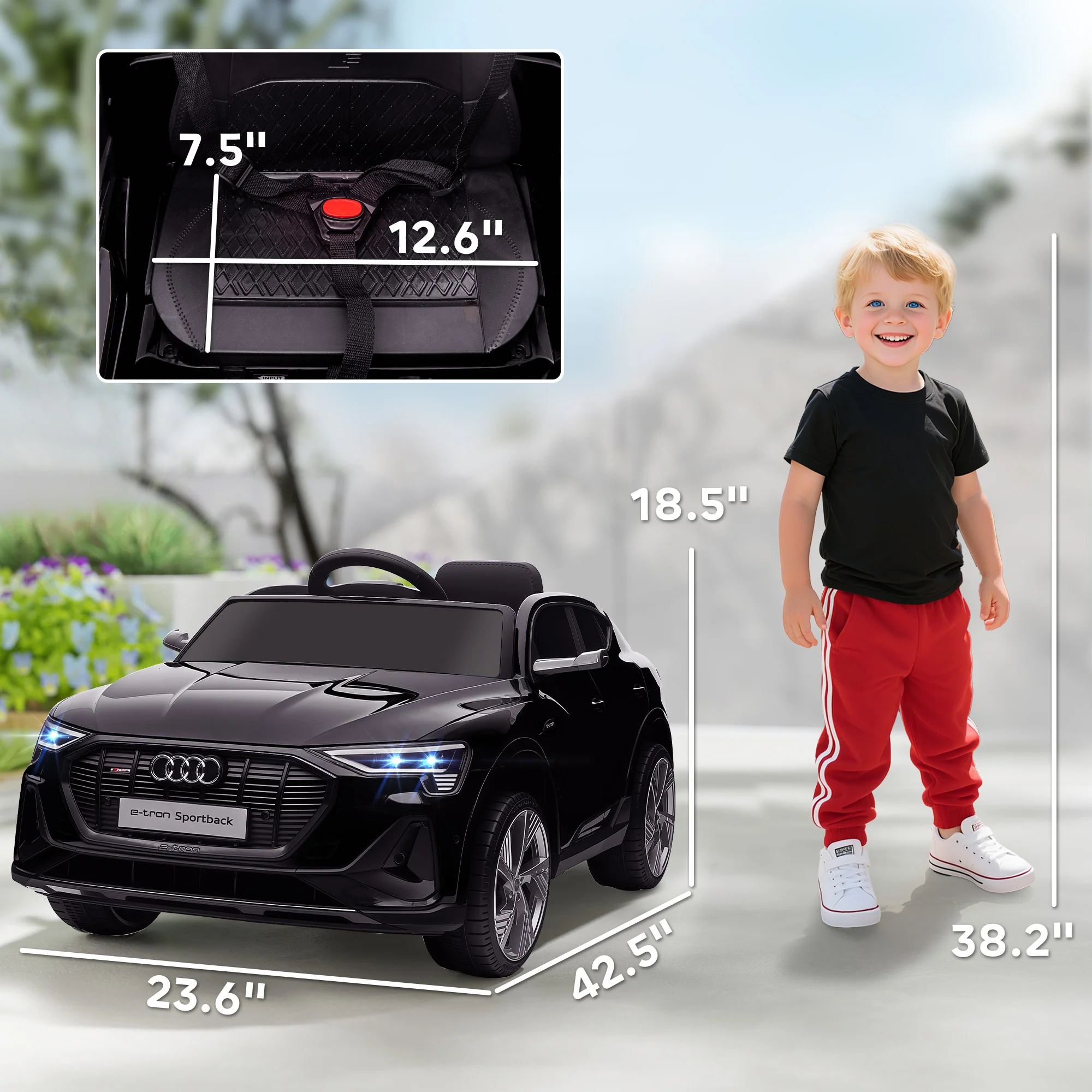 12V Kids Electric Ride-On Car with 2 Doors, Lights, and Horn for Boys and Girls - Image 26