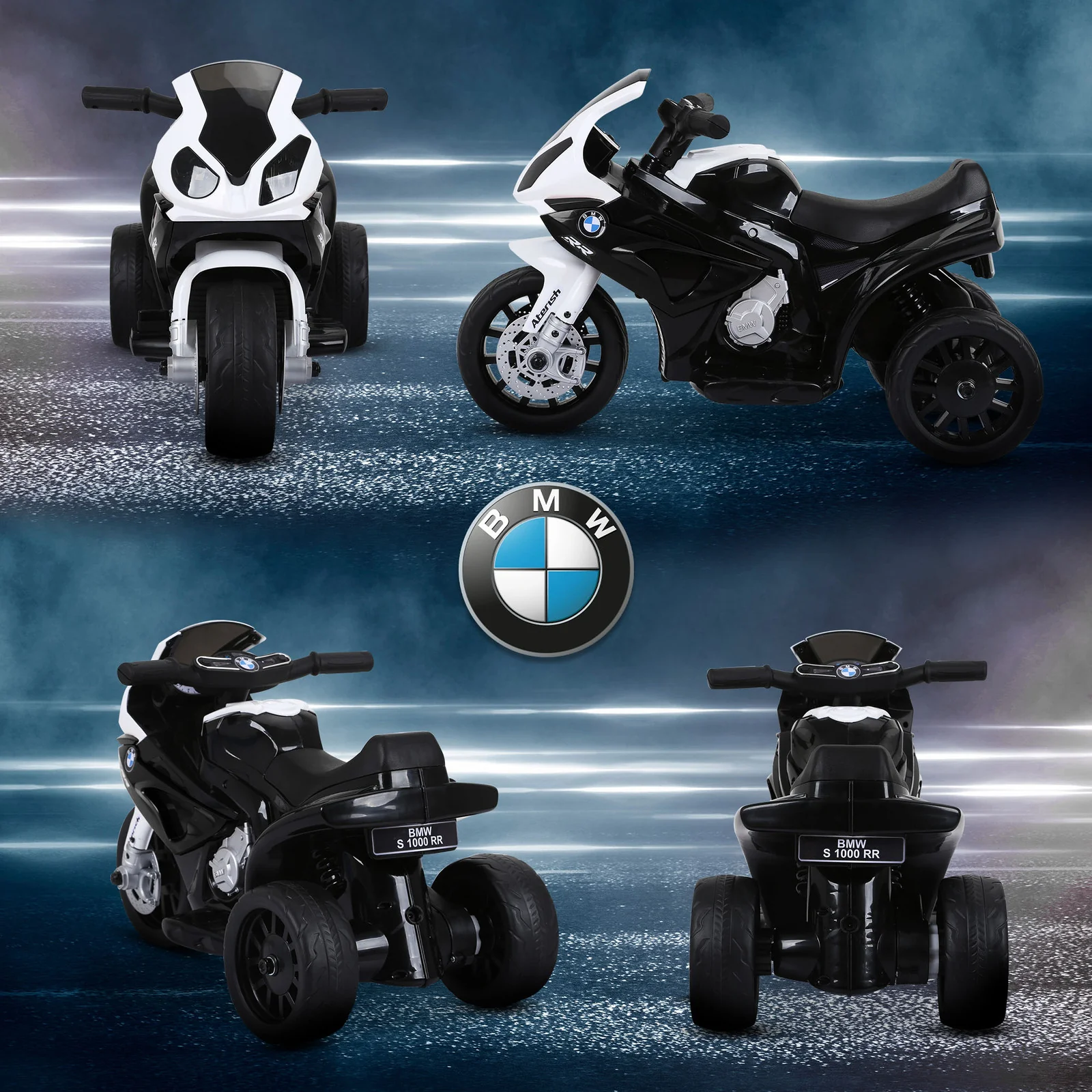6V Licensed Kids BMW Toddler Motorcycle with Headlight Black - Image 10