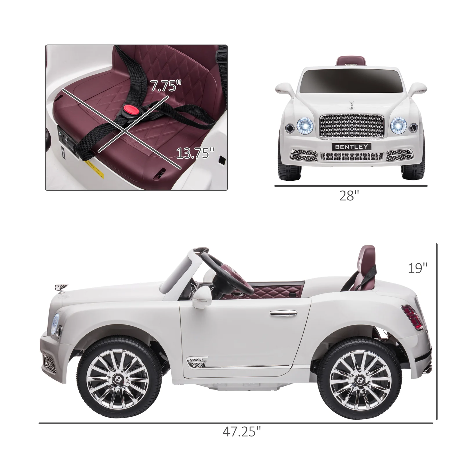 12V Battery-Powered Bentley Mulsanne Ride-On Car with Remote Control - Image 6