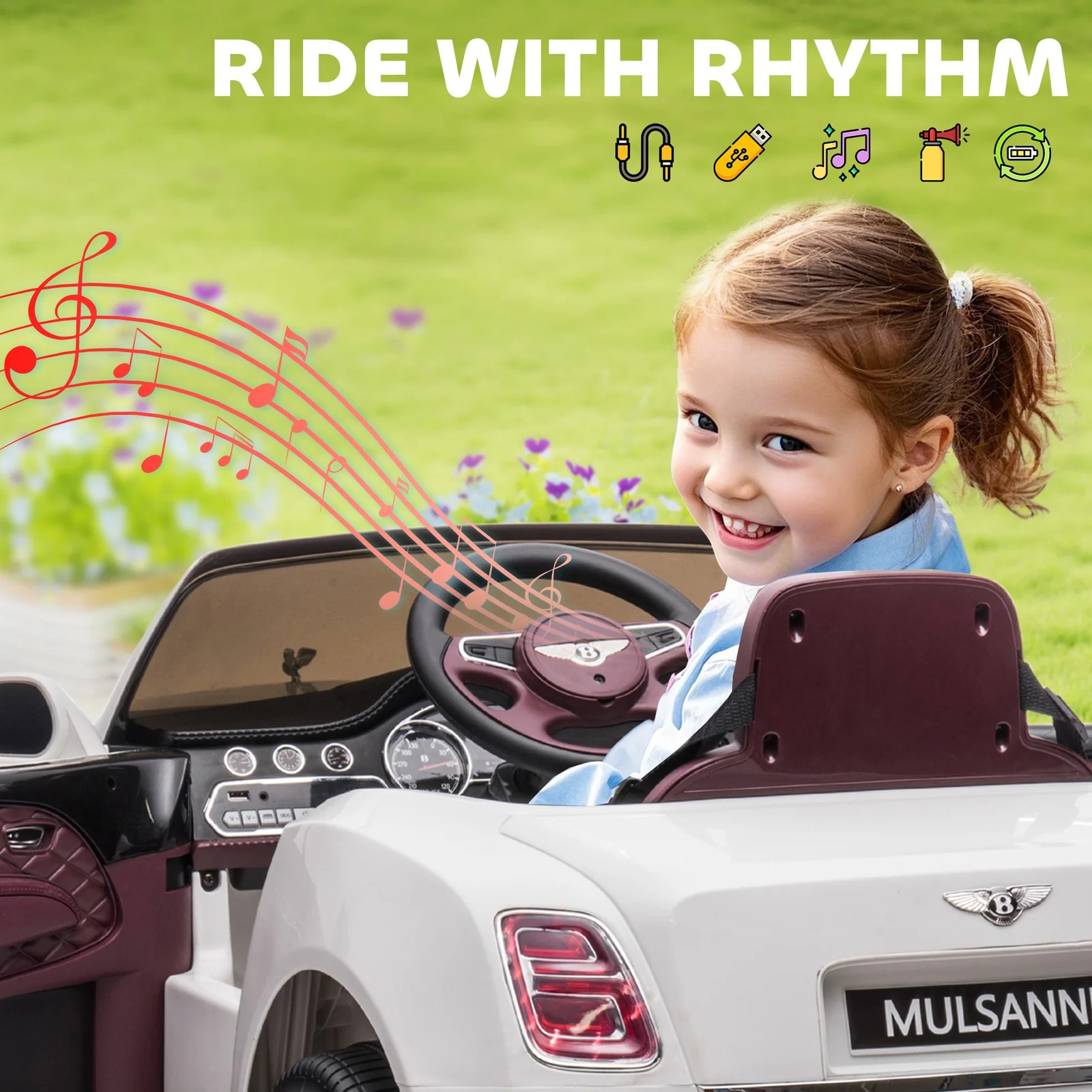 Electric Bentley Ride-On Car Toy with Remote Control, Horn, and Music Features - Image 8