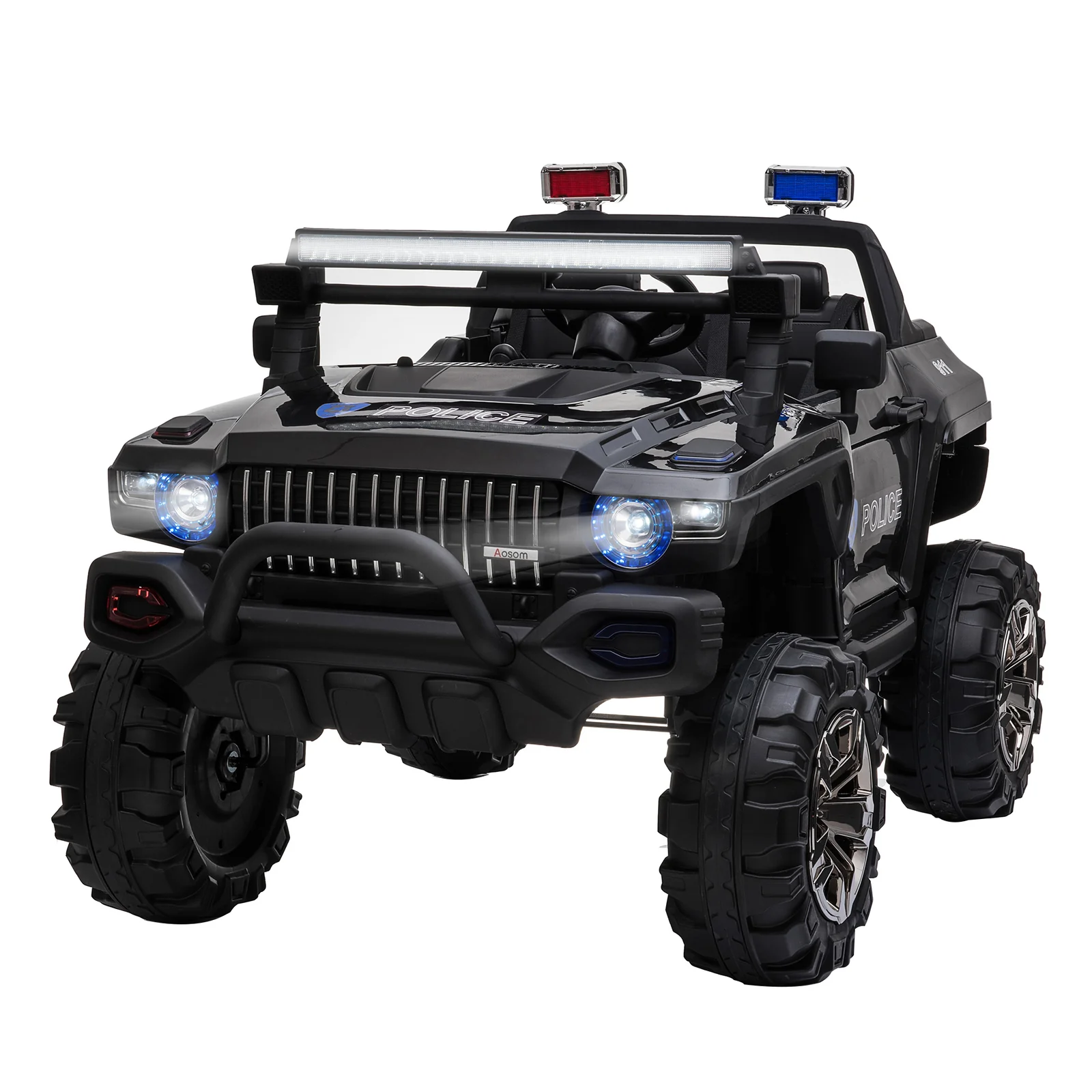 53" Large 2-Seater 12V Police Ride-On Truck with Remote Control
