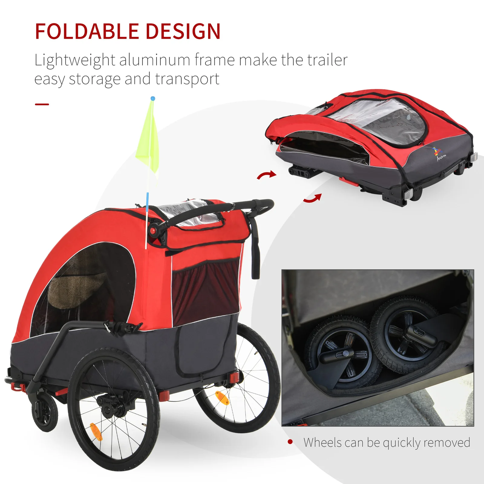 3-in-1 Foldable Kids Bike Trailer Jogger and Stroller for Child and Baby - Image 7