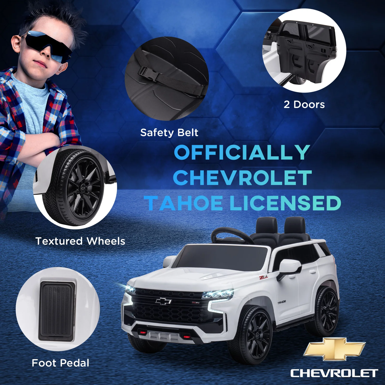 12V Battery-Powered Licensed Chevrolet Tahoe Kids Ride-On Car - Image 4