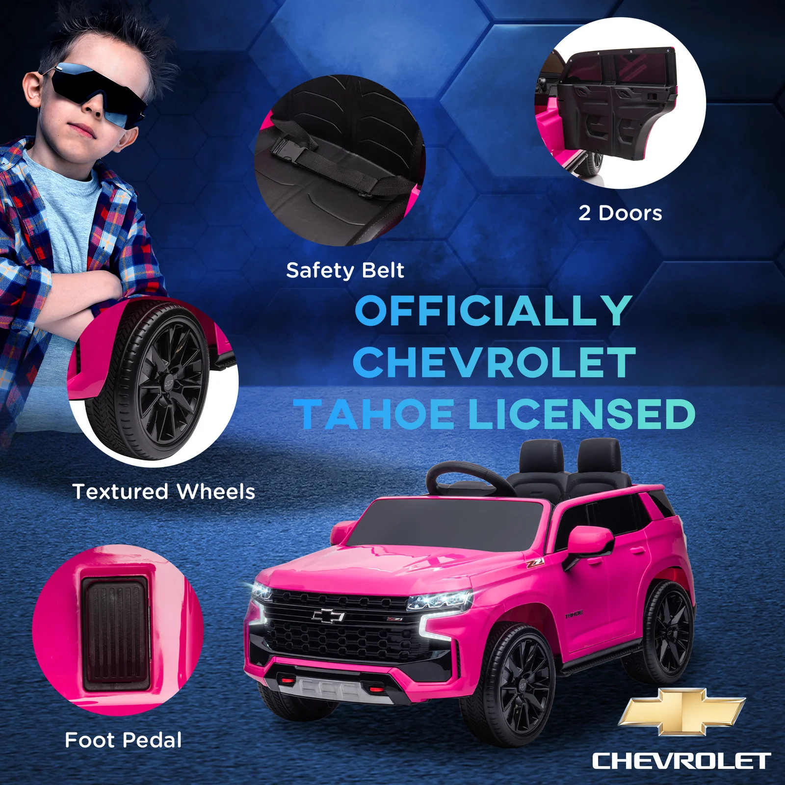 Licensed Chevrolet Tahoe 12V Battery-Powered Kids Ride-On Car - Image 4