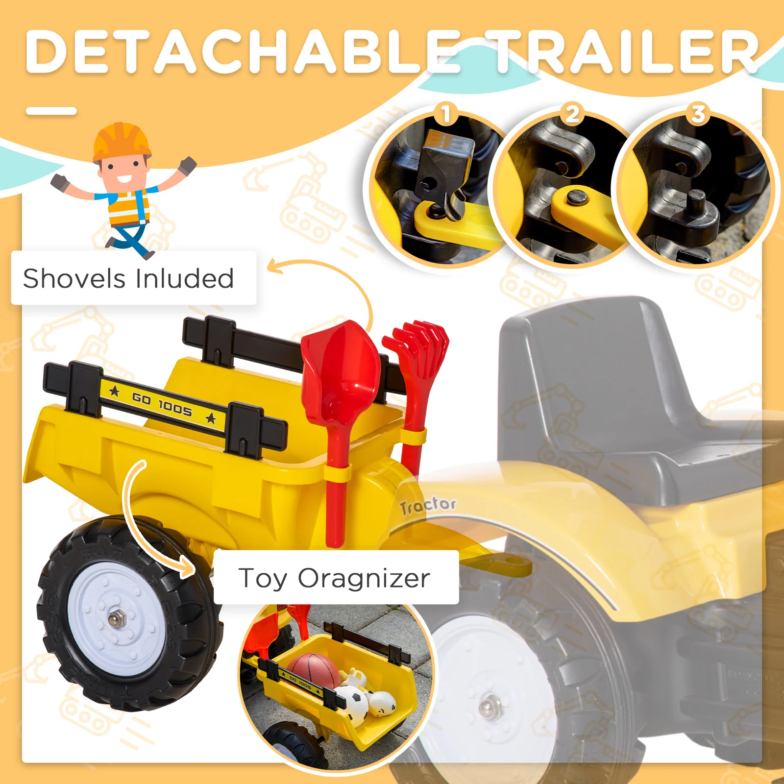 Kids Ride-On Excavator Truck with Horn – Imaginative Construction Toy - Image 4
