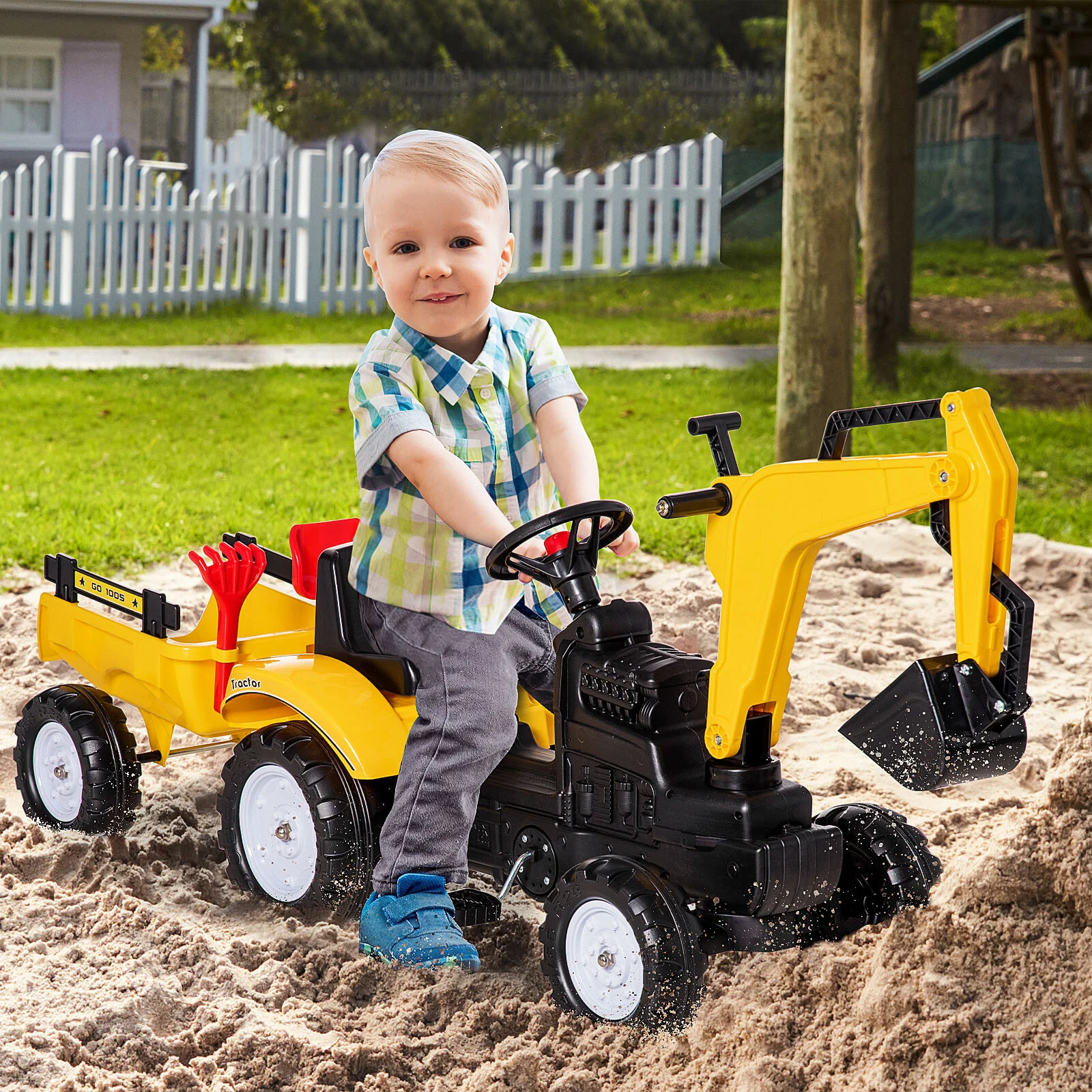 Kids Ride-On Excavator Truck with Horn – Imaginative Construction Toy - Image 8