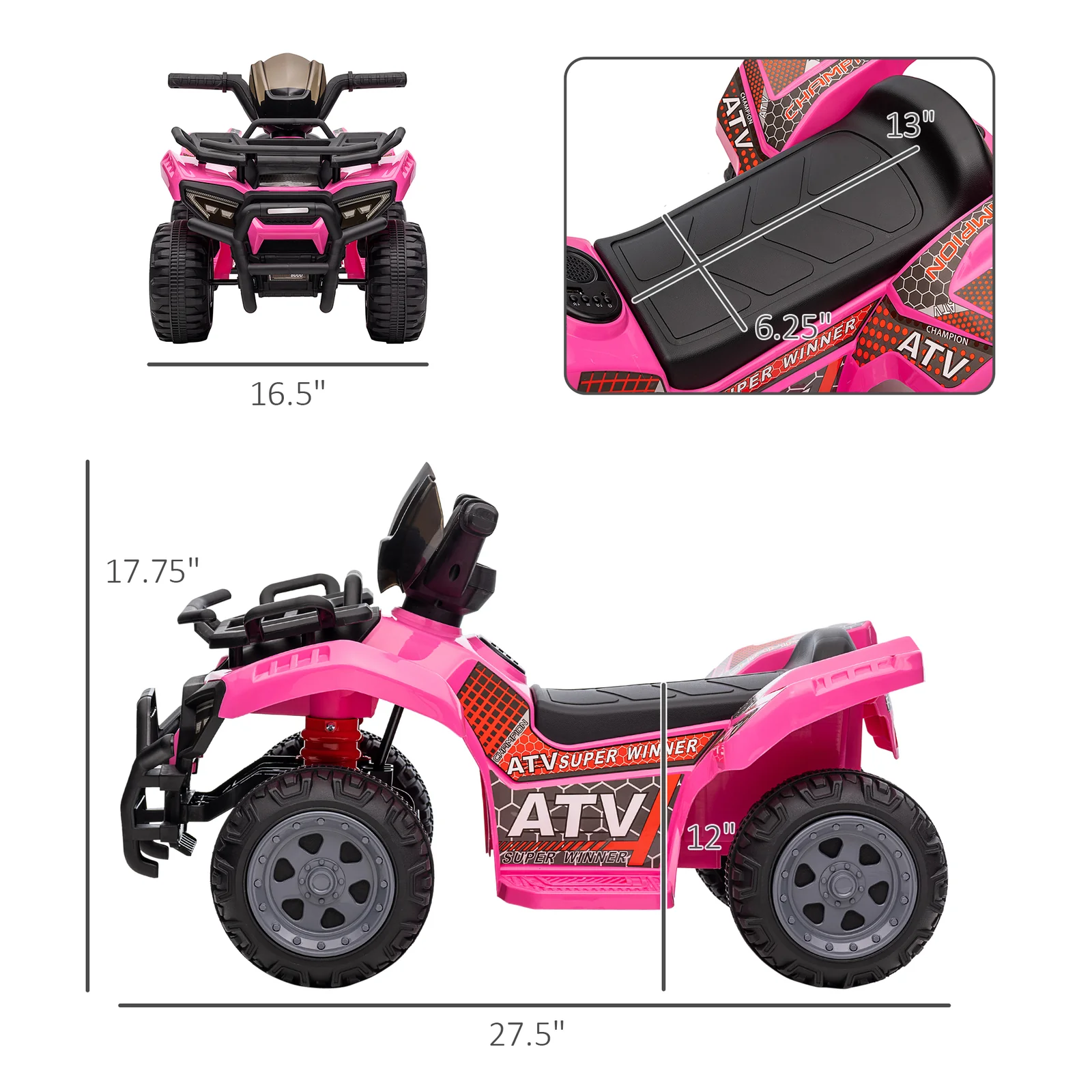 Kids Motorized 6V Battery-Powered Four Wheeler Ride-On ATV Quad Car - Image 7
