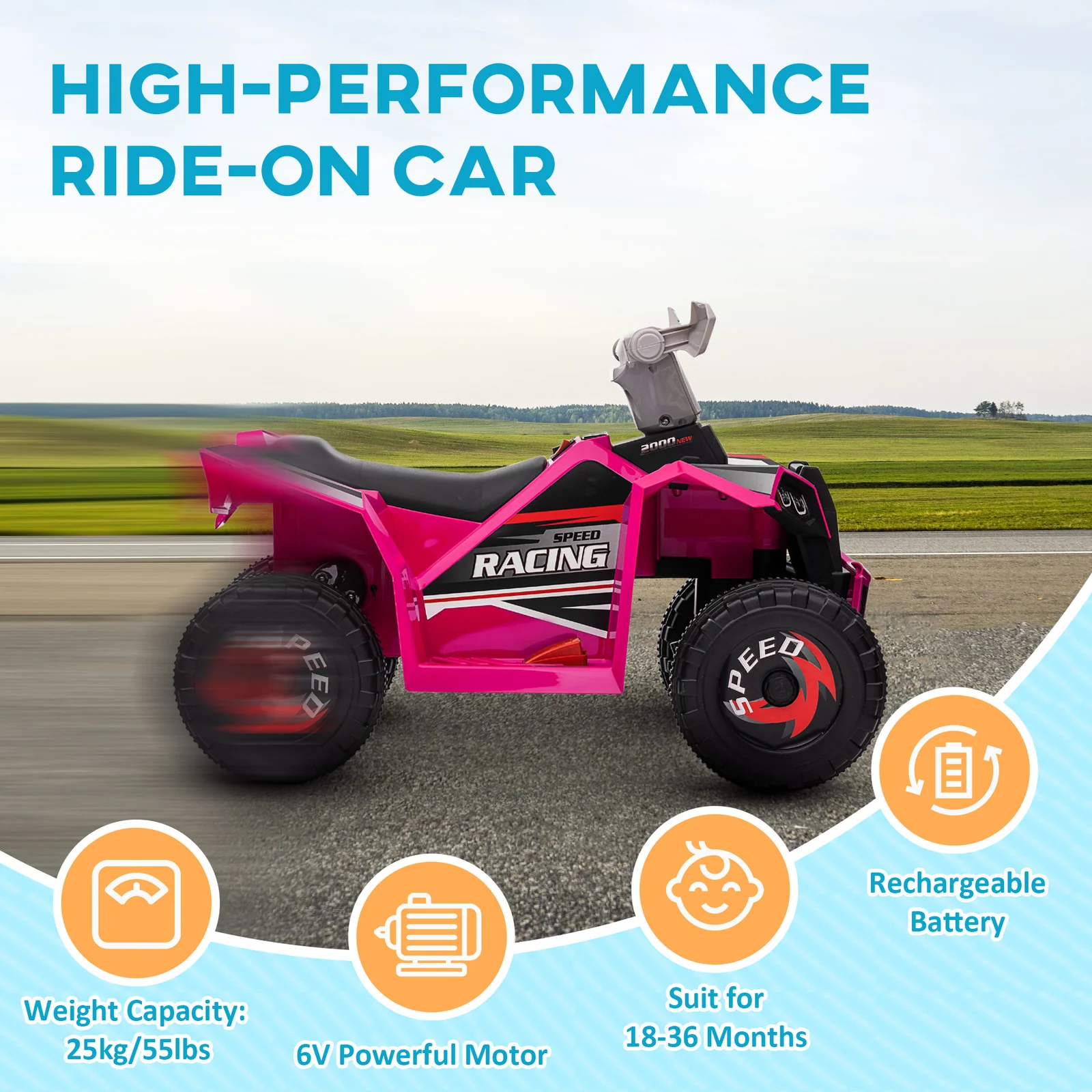 6V Kids Electric ATV Quad Four-Wheeler with Forward and Reverse Functions - Image 5