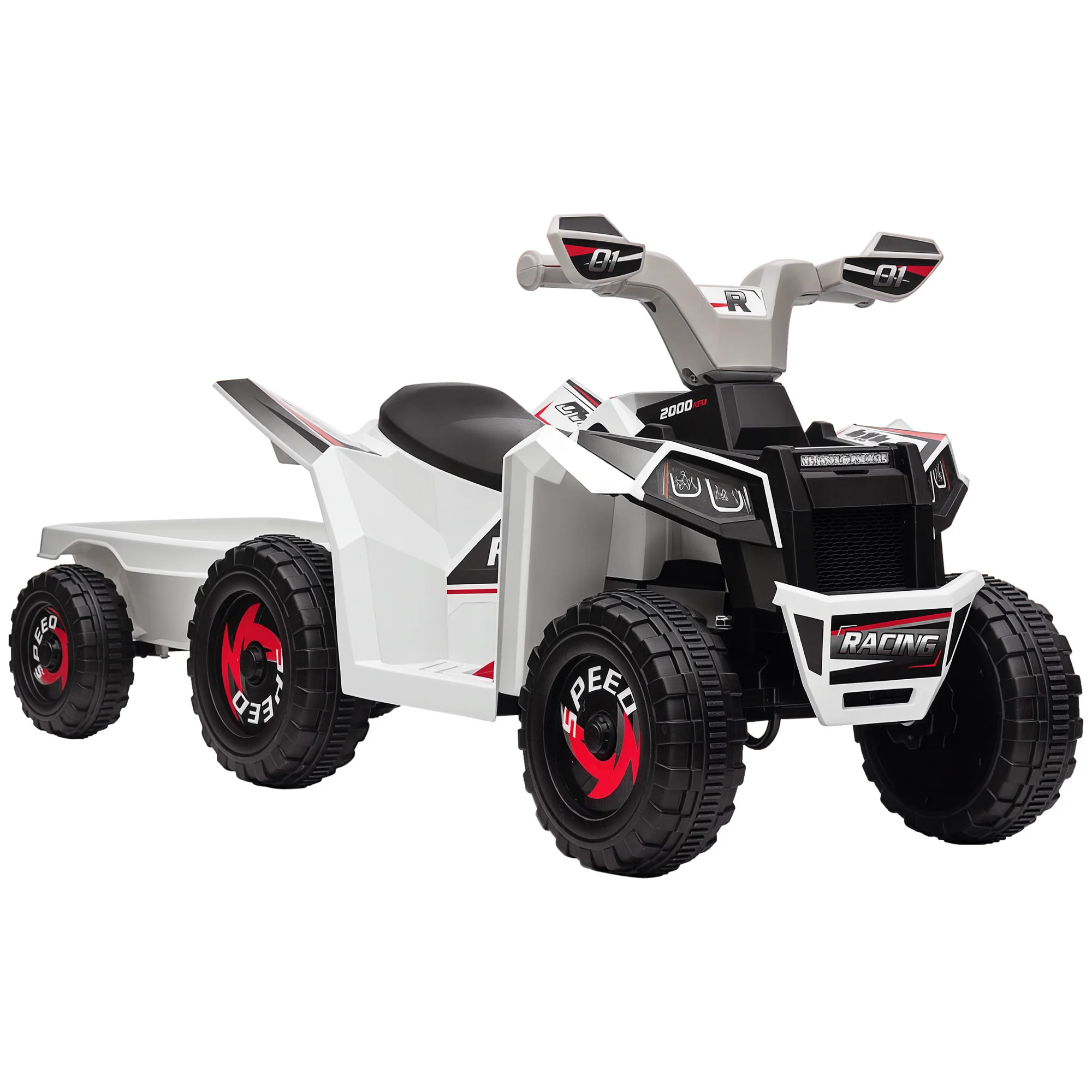 Kids ATV Quad Car with Back Trailer and Forward/Backward Drive - Image 3