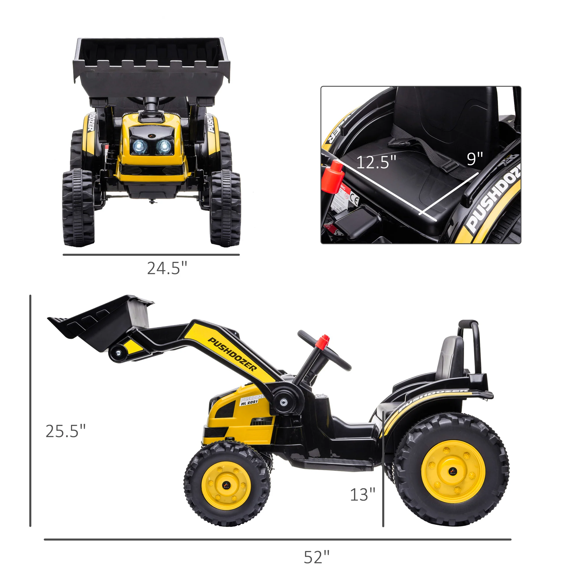 Kids 6V Ride-On Excavator Tractor with Music and Headlight - Image 14
