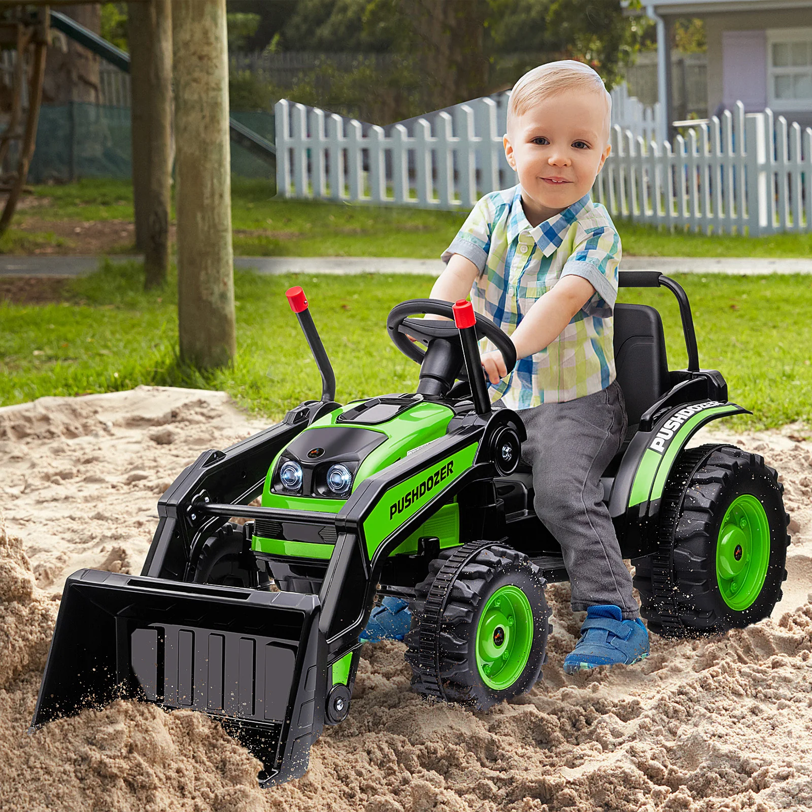 Kids 6V Ride-On Excavator Tractor with Music and Headlight - Image 9