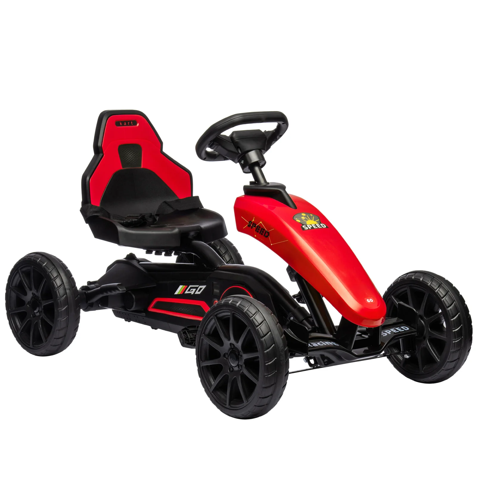 Kids Pedal Go-Kart with Swing Axle and Adjustable Seat for Outdoor Riding