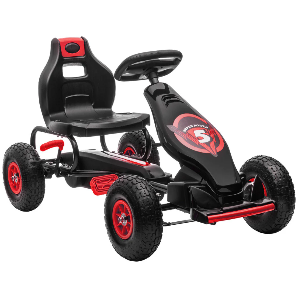 Kids Pedal Go-Kart with Hand Brake for Ages 5-12, Red