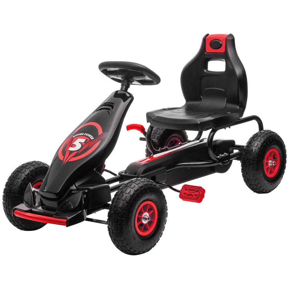 Kids Pedal Go-Kart with Hand Brake for Ages 5-12, Red - Image 10