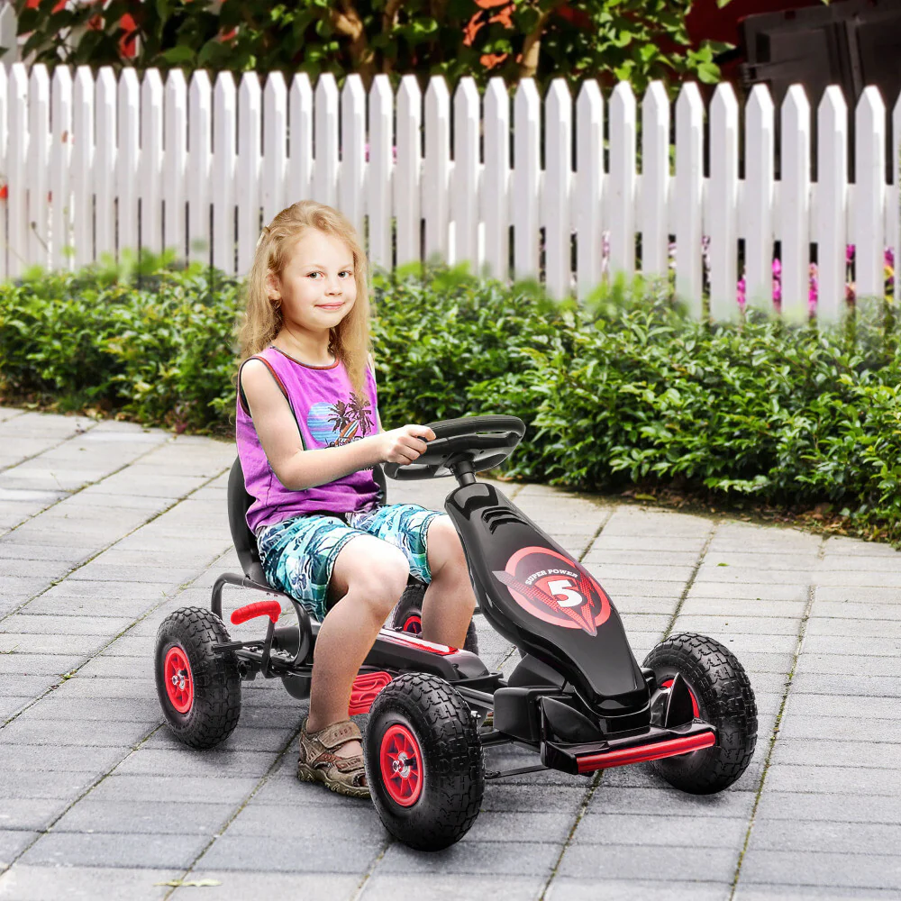 Kids Pedal Go-Kart with Hand Brake for Ages 5-12, Red - Image 9