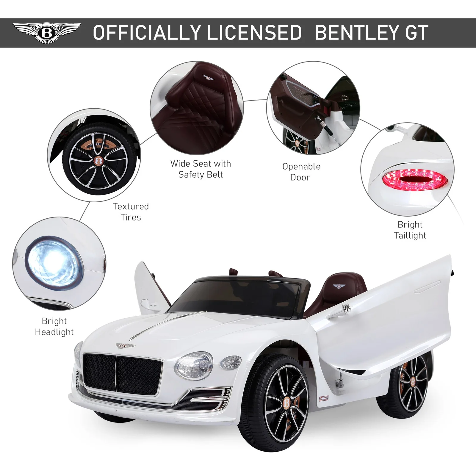 Kids 12V Licensed Bentley EXP12 Electric Ride-On Car with Music - Image 5